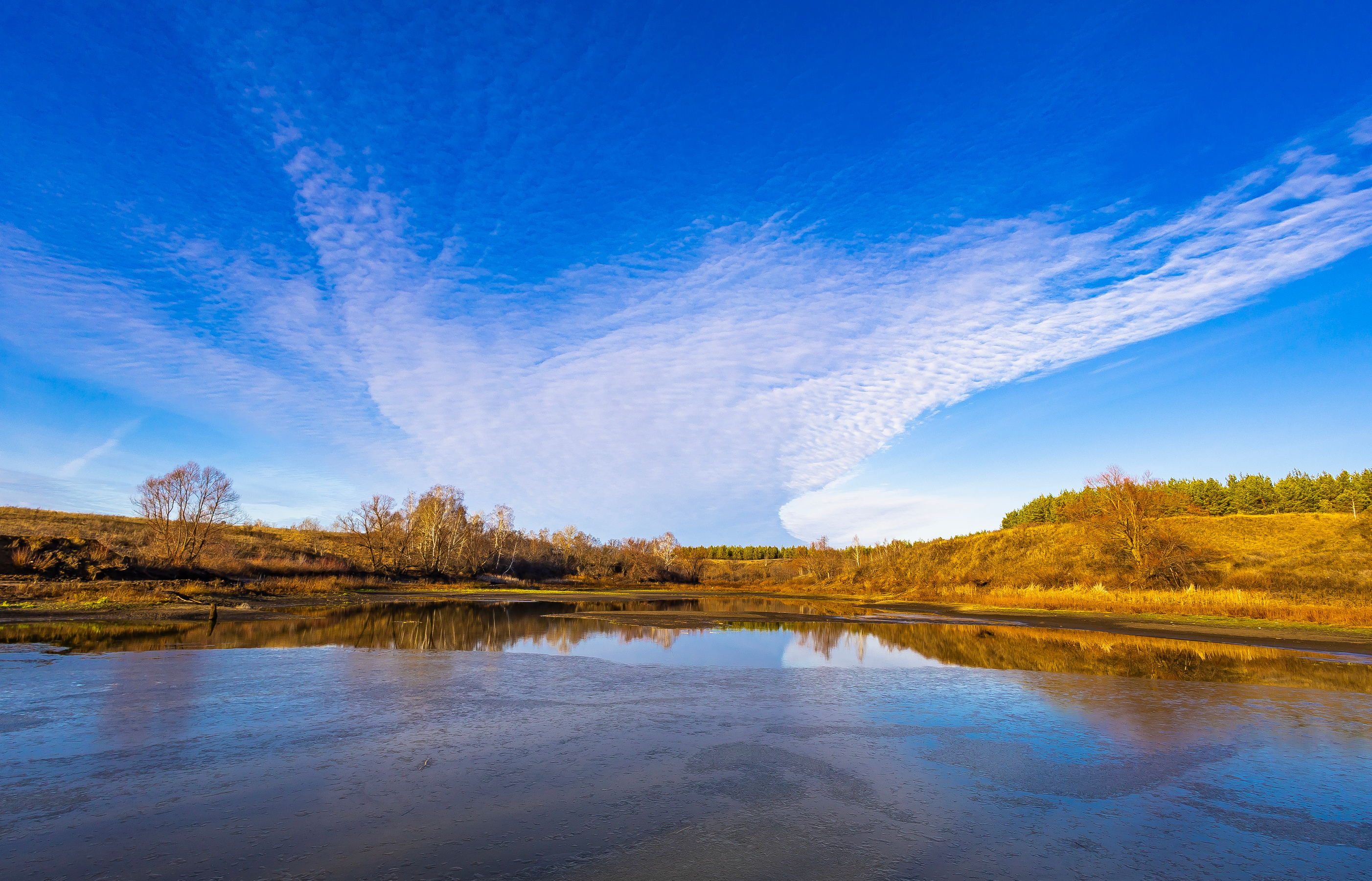 природа, пруд, озеро, ноябрь, осень, небо, Подосинников Максим