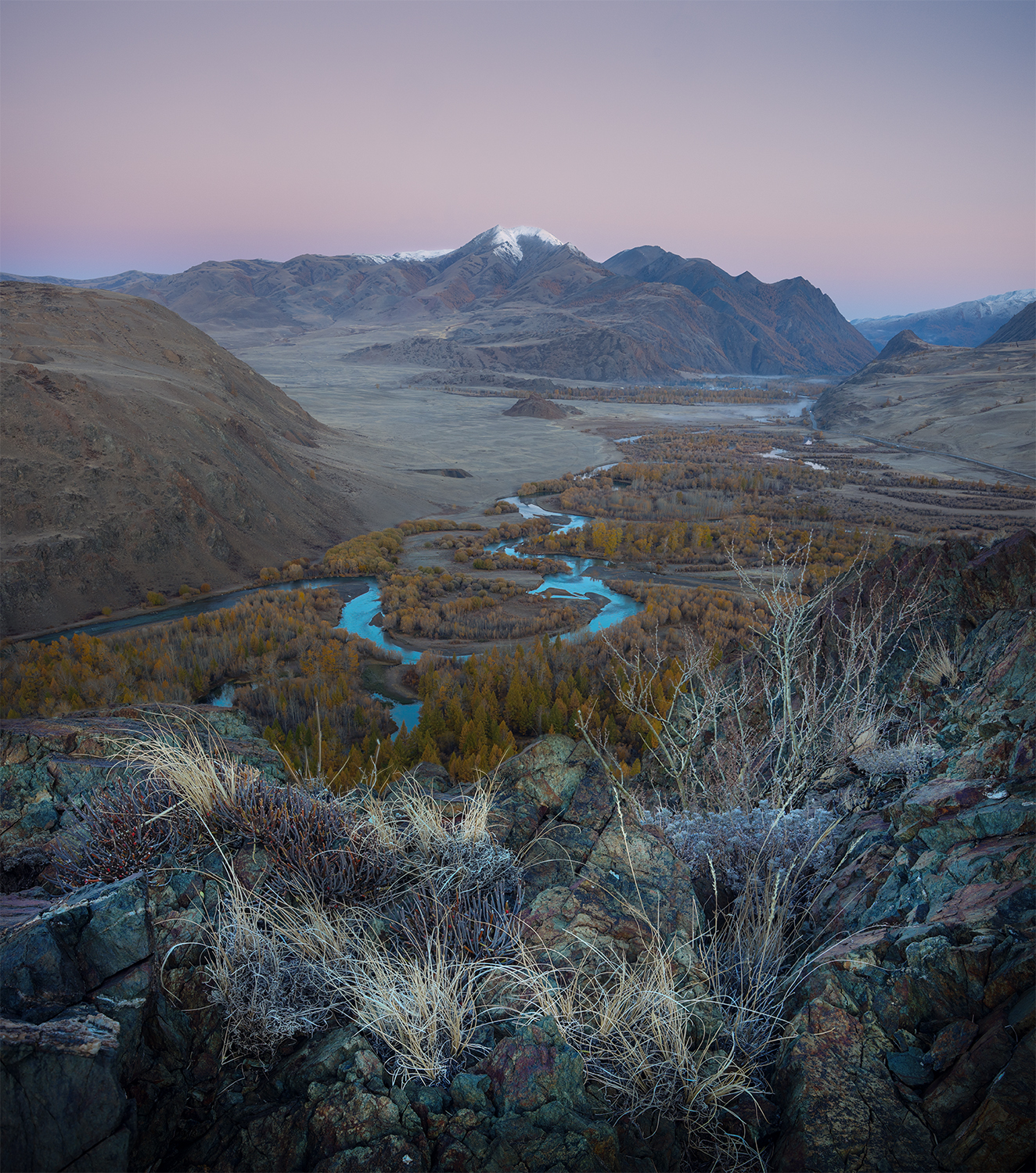 алтай, рассвет, горы, река, меандры, Сергей Буторин
