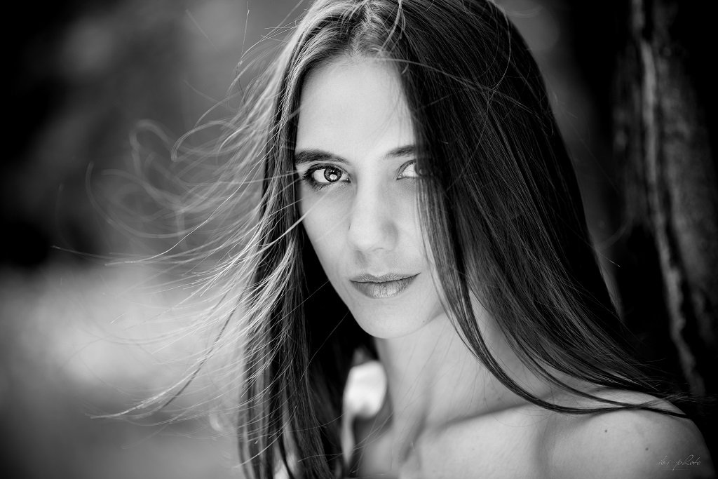 Black and white, Brunette, Portrait, Izabela Bilinska