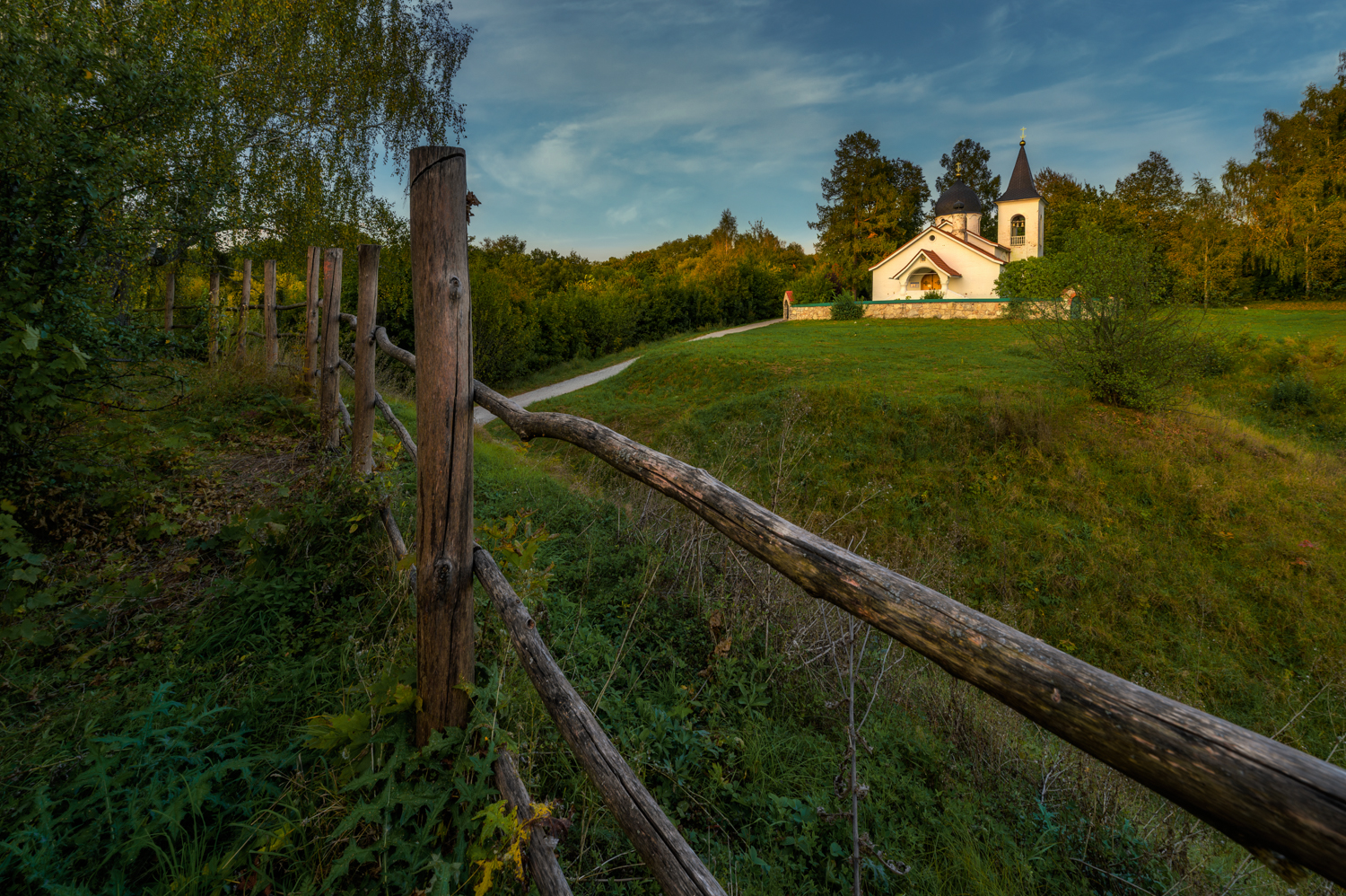 вечер, осень, храм, бёхово, церковь, поленово, россия, православие, тульская область, забор, Томислав Ракичевич