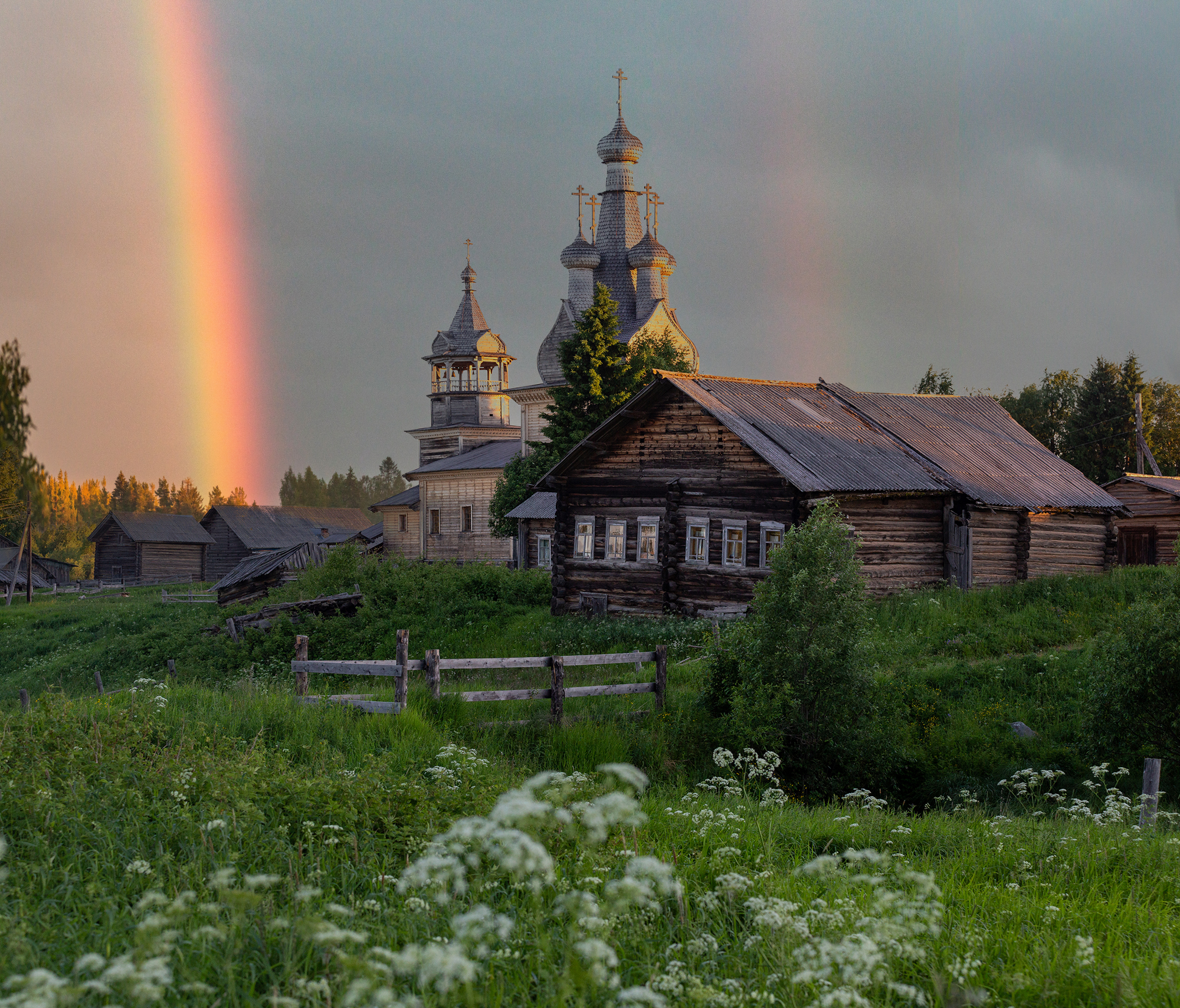 архангельская область, кимжа, деревня, русский север, радуга, лето, закат, Павел Ващенков