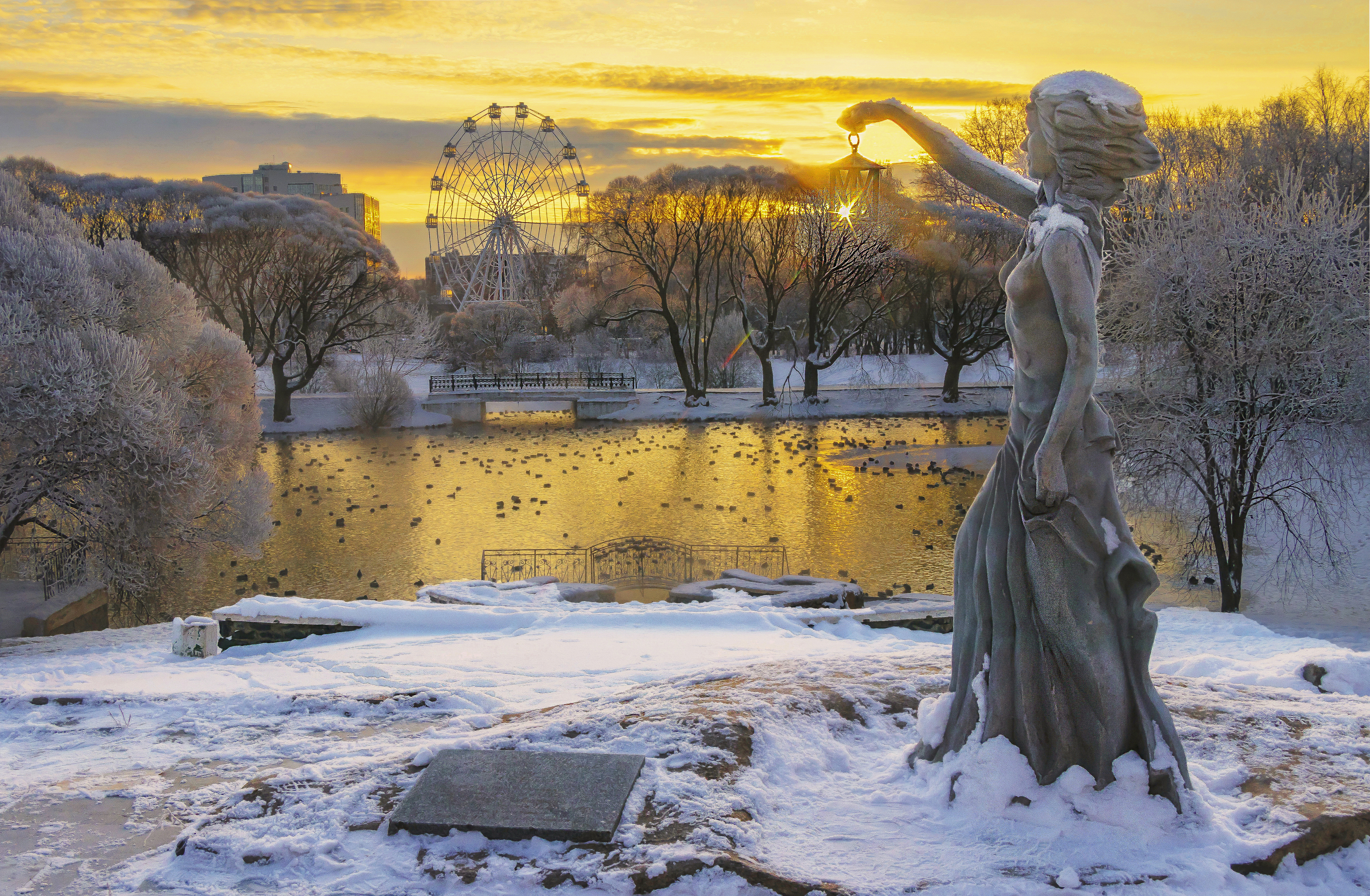 утро, киров, парк кирова, пруд, галина новинская