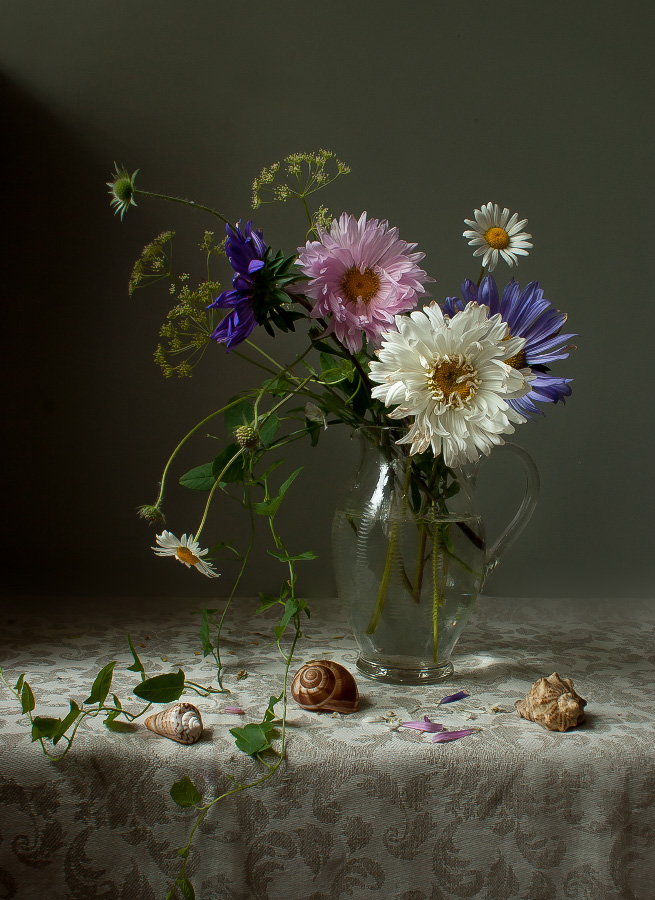 цветы, астры, букет, Колеснева Елена