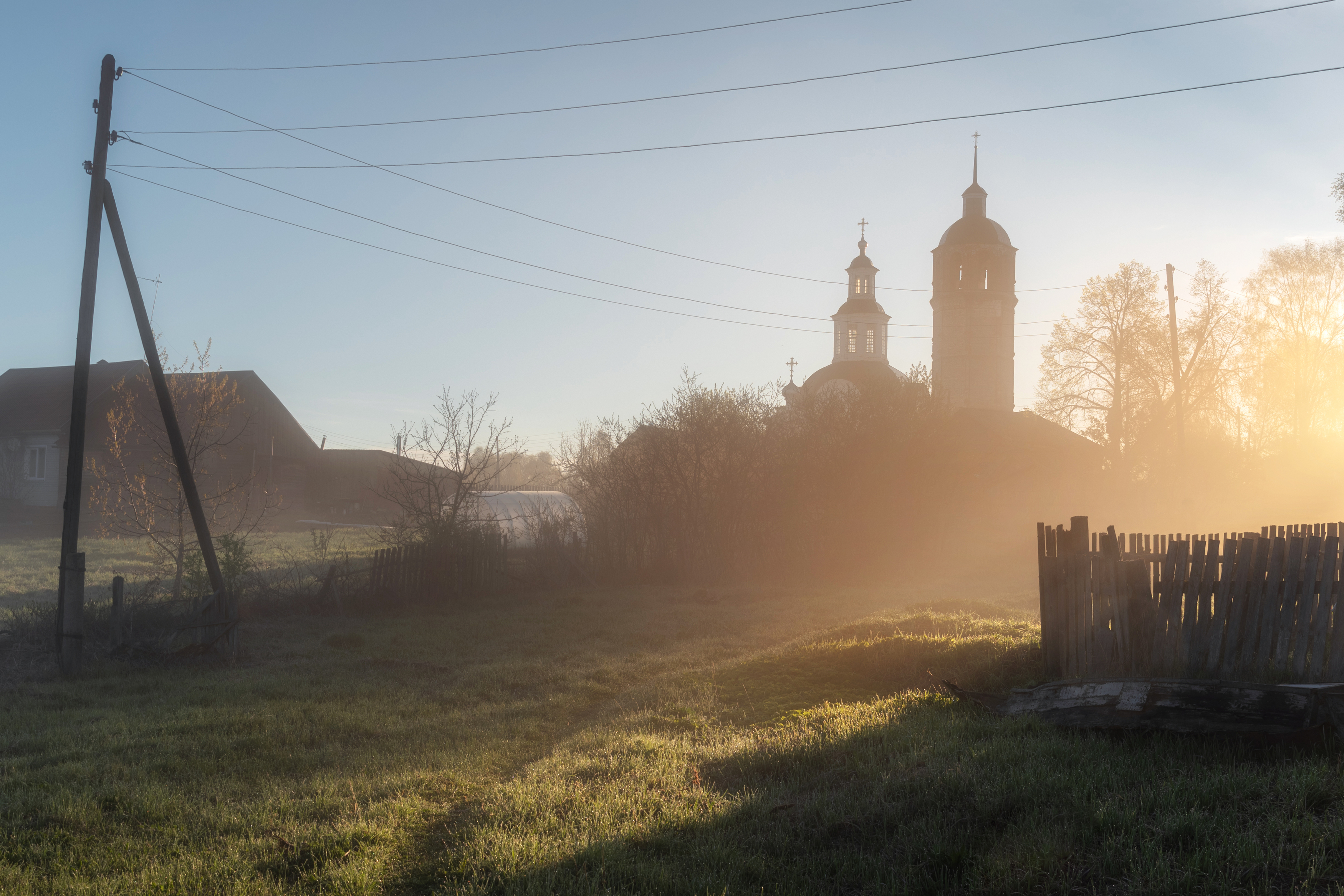 весна, пейзаж, туман, деревня, Малыгин Андрей