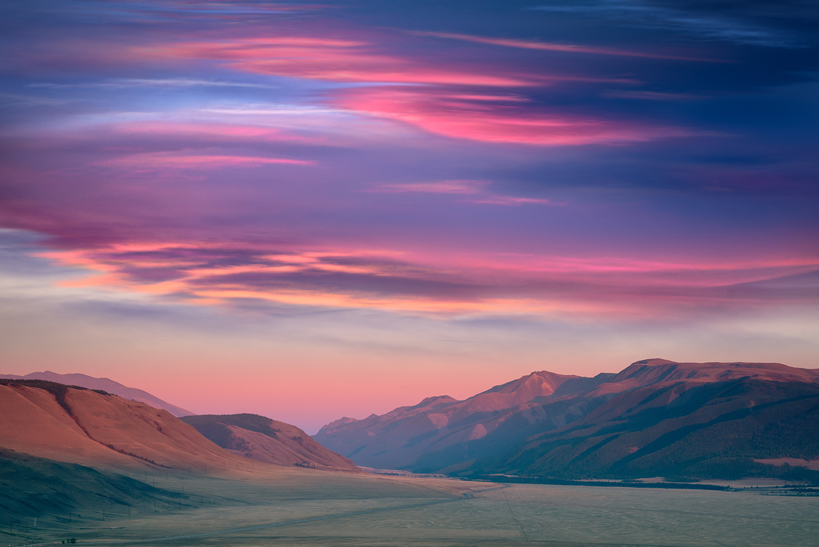 пейзаж, природа, вечер, закат, небо, облака, горы, степь, алтай, Антипов Дмитрий