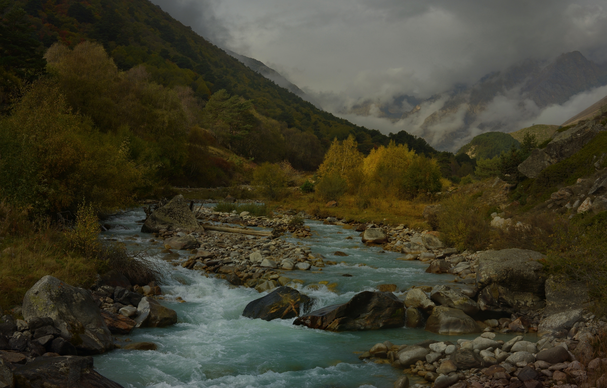горы осень кавказ река, Александр Жарников