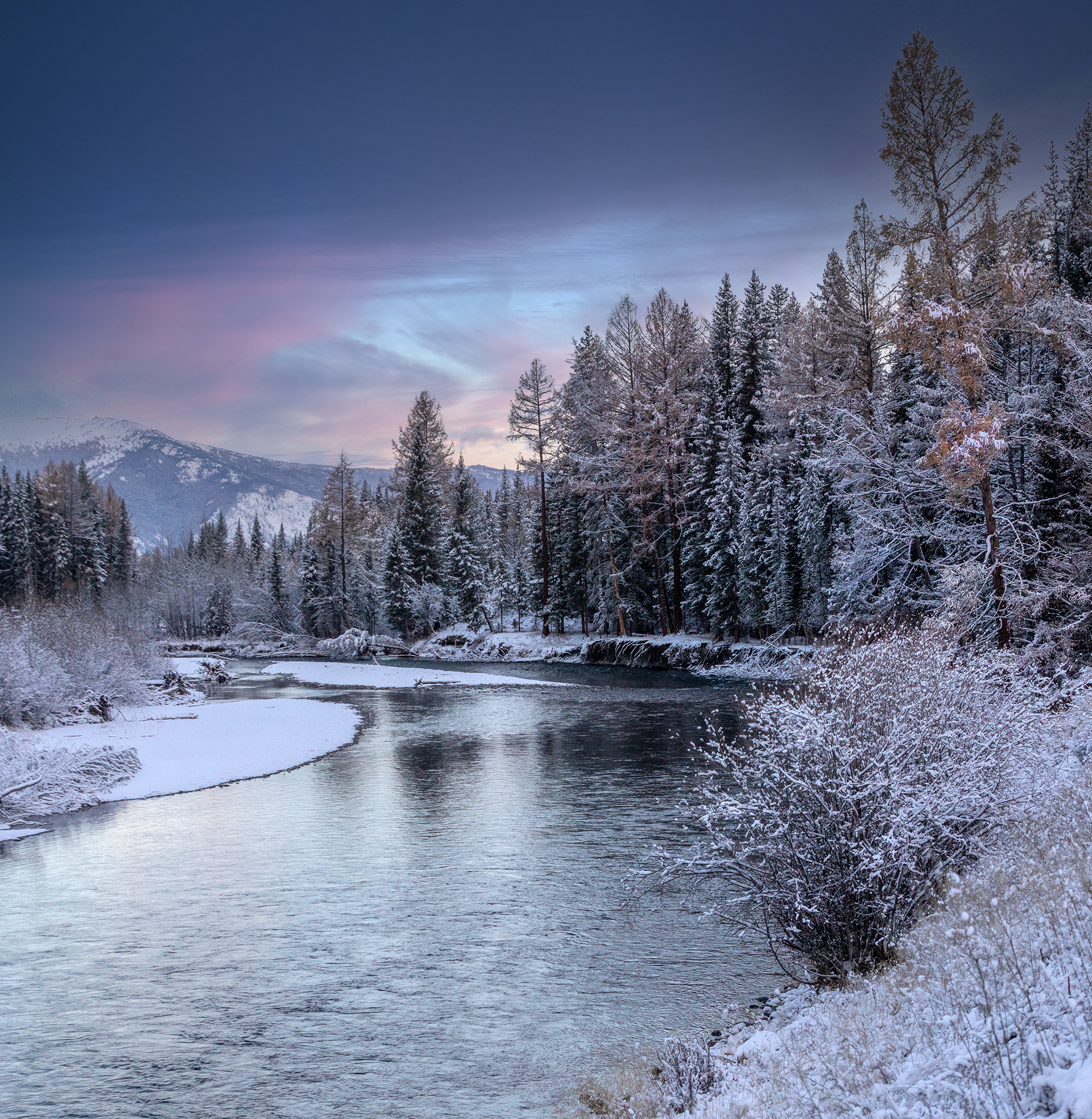алтай, зима, сибирь, снег,  природа, река, горы, Павел Ващенков