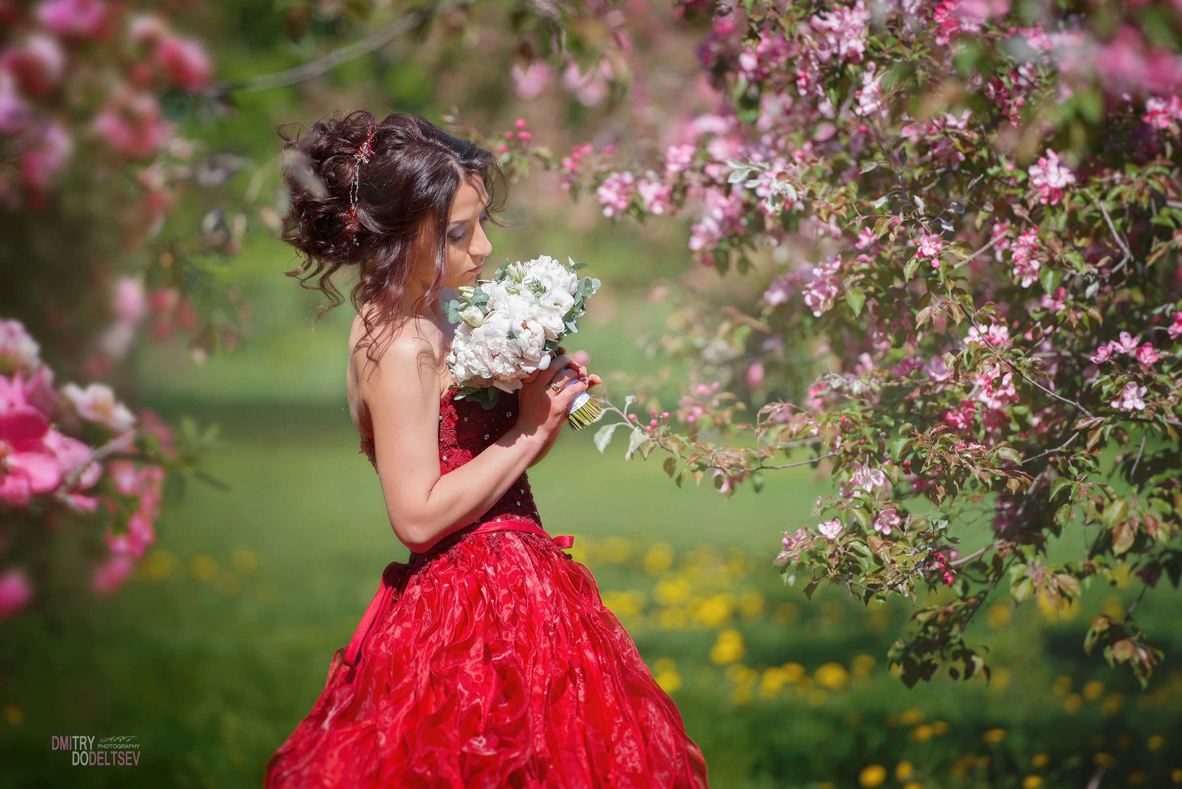 невеста, девушка, яблони, цветение, портрет, Дмитрий Додельцев