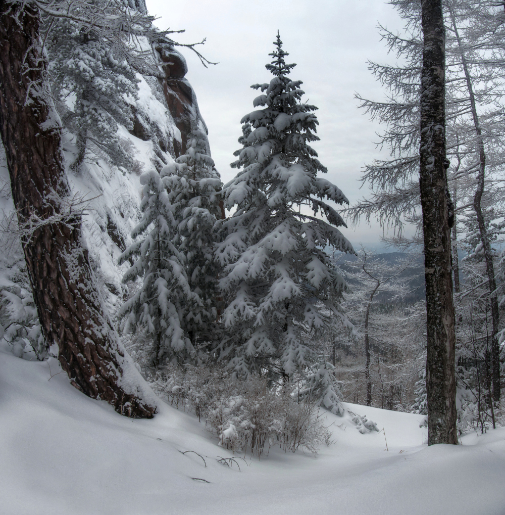 зима, столбы, снег, скалы, Марина Фомина