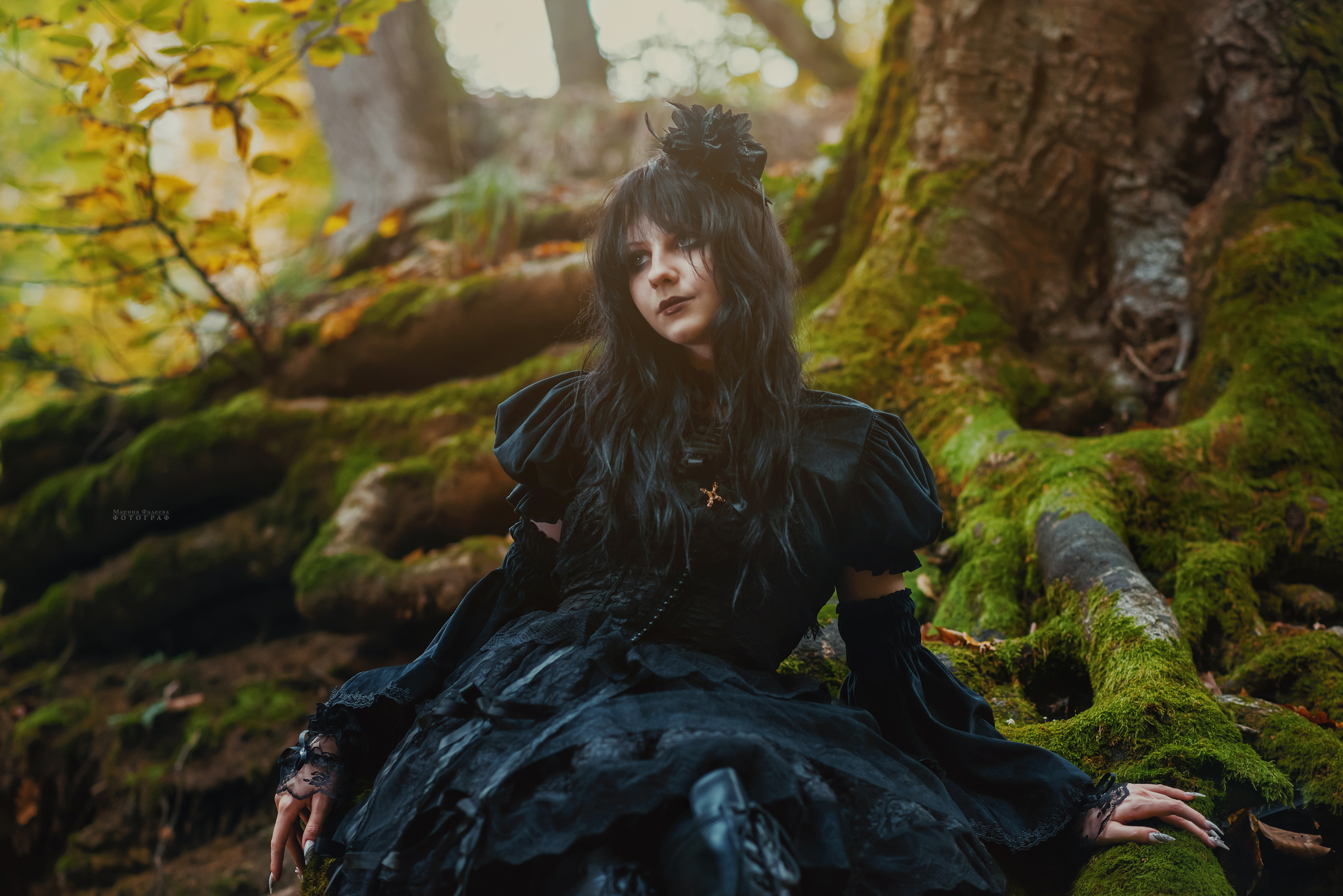 портрет, девушка, готика, лес, древнее дерево, мох, природа, Фадеева Марина