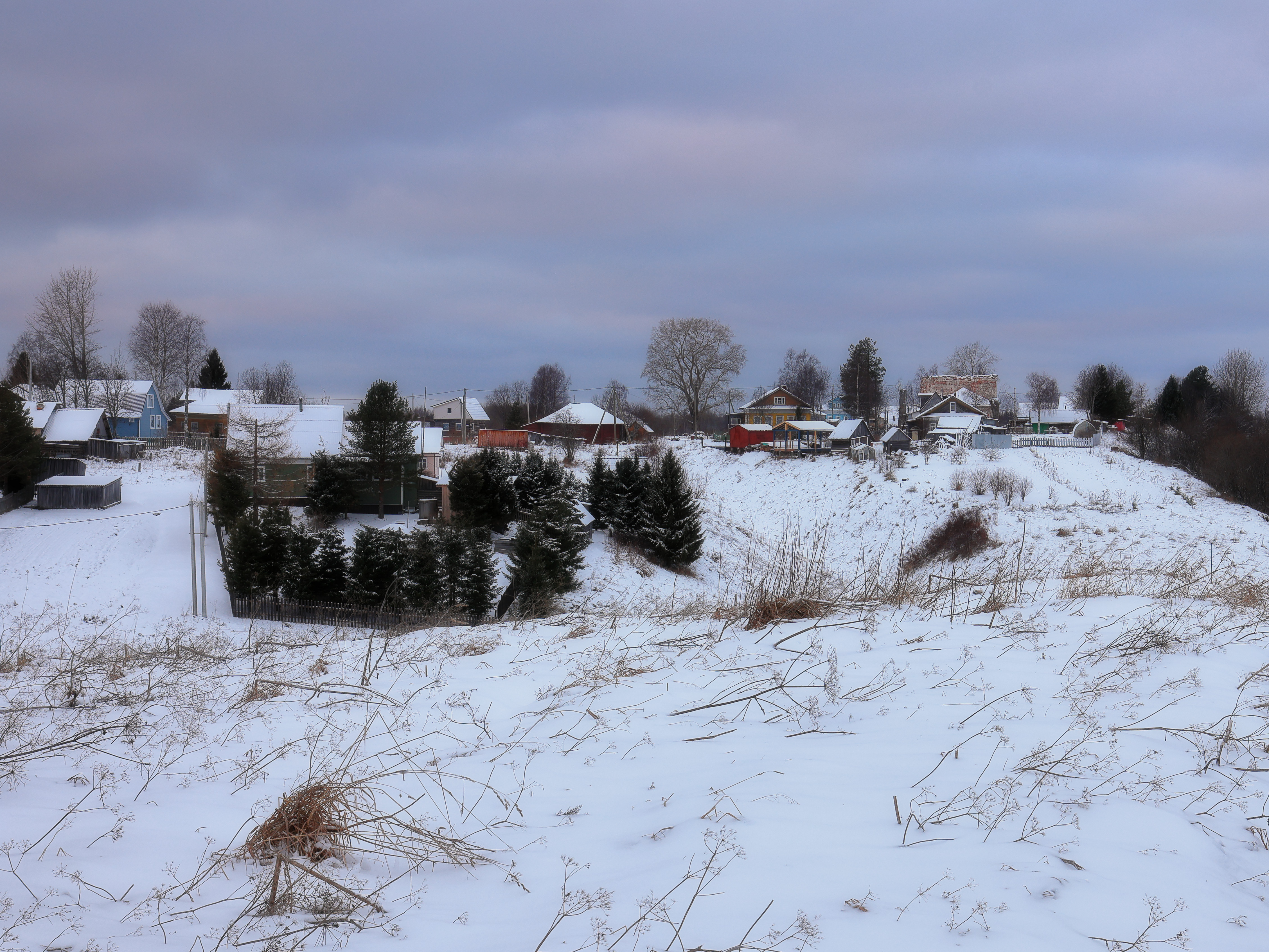 осень, вечер, природа, закат, река, небо, Александр Титов