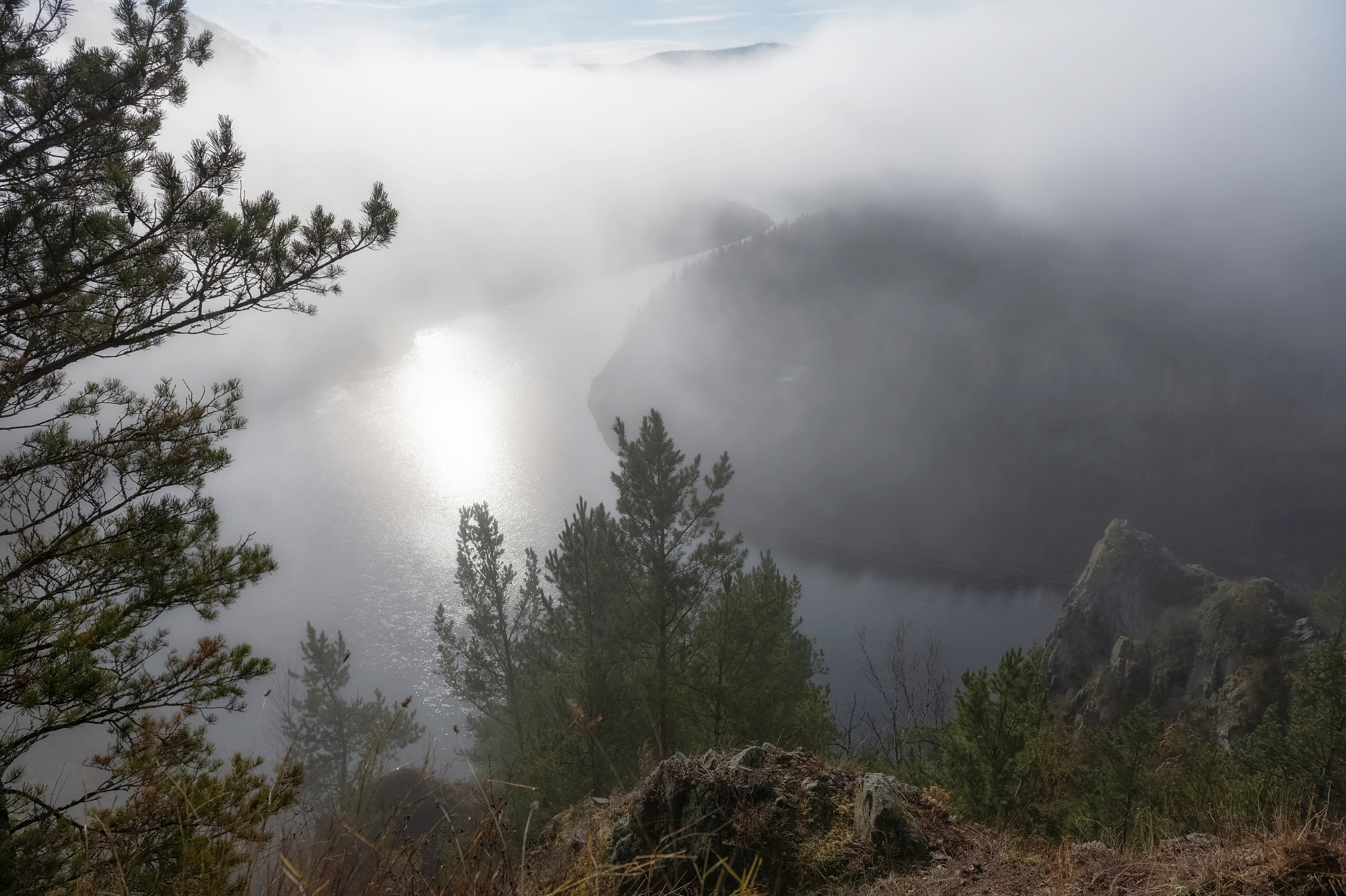 мана, осень, туман, осенний туман, склон, река, сибирь, Марина Фомина