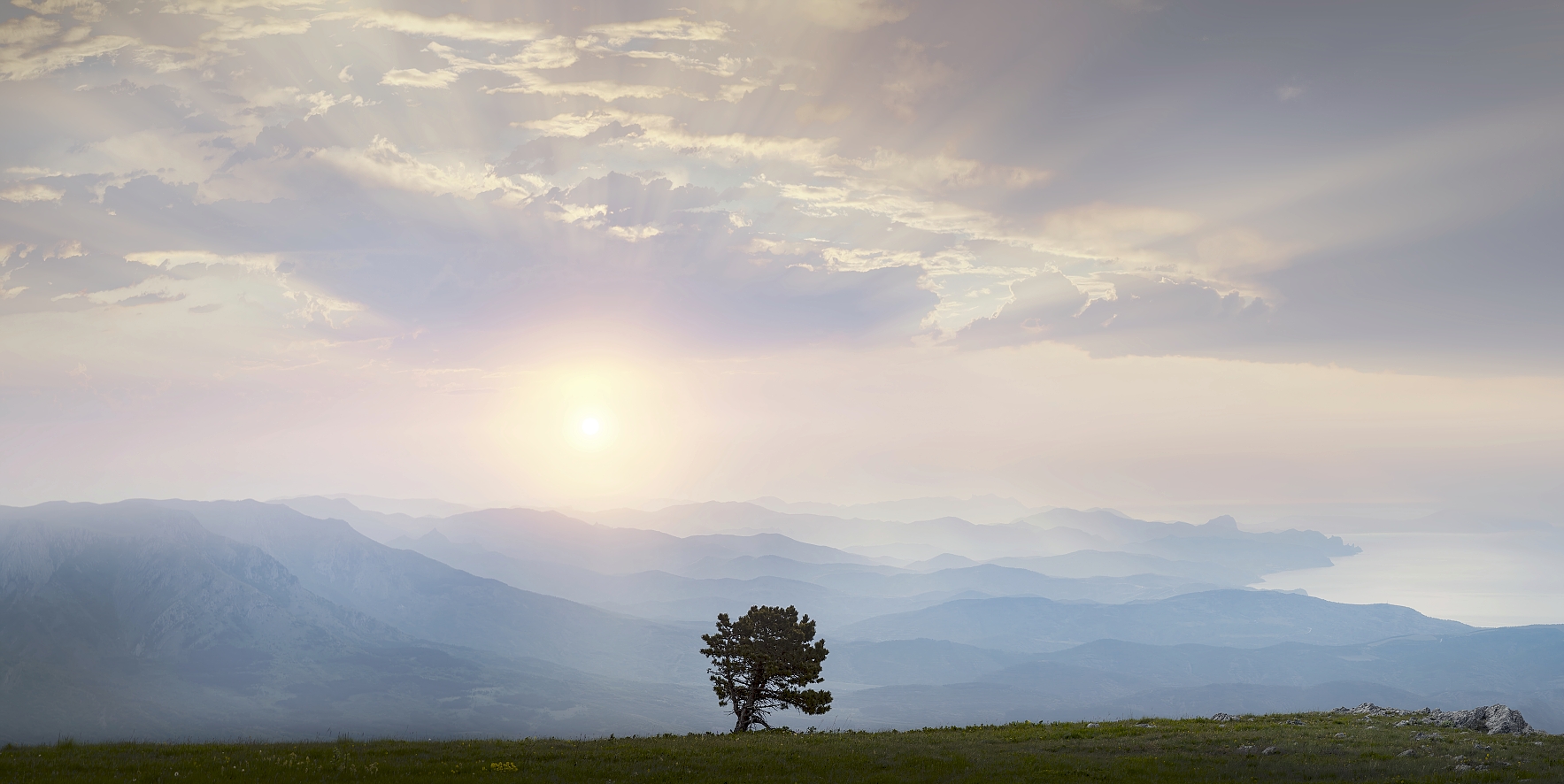панорама, горы, восход, солнце, облака, крым, Пучков Алексей