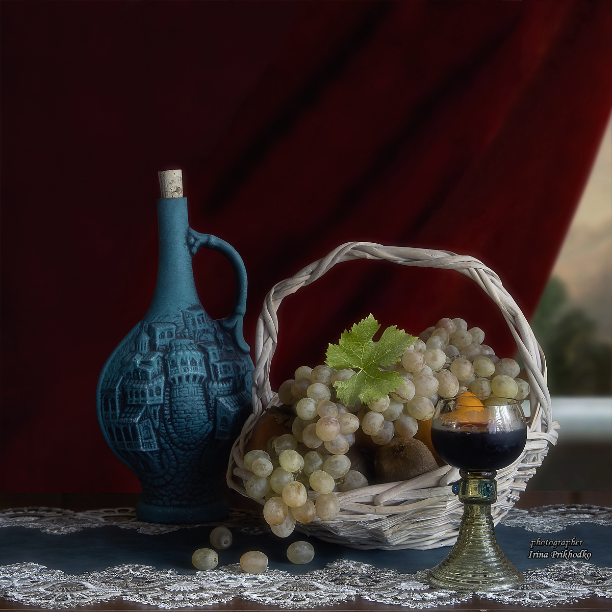 натюрморт, еда, напитки, фрукты, вино, Приходько Ирина