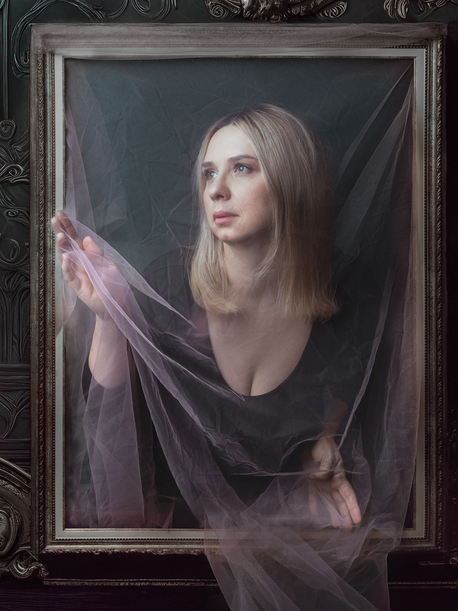 женщина, лицо, цвет, печать, студия, картина, вуаль, живопись, Ведмеденко Оксана