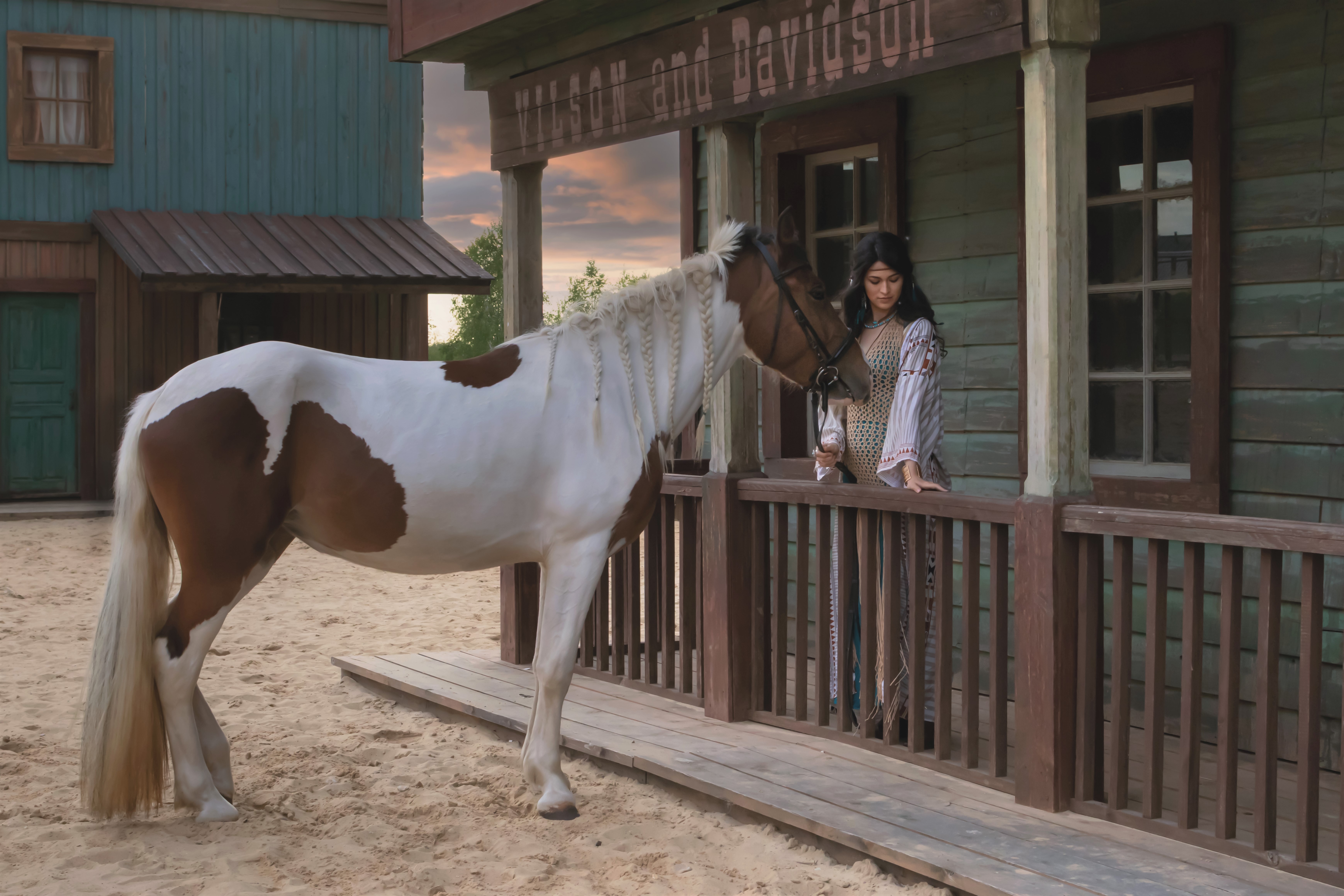 Девушка, вестерн, лошадь, деревянные постройки, ранчо, Герцен Наталья