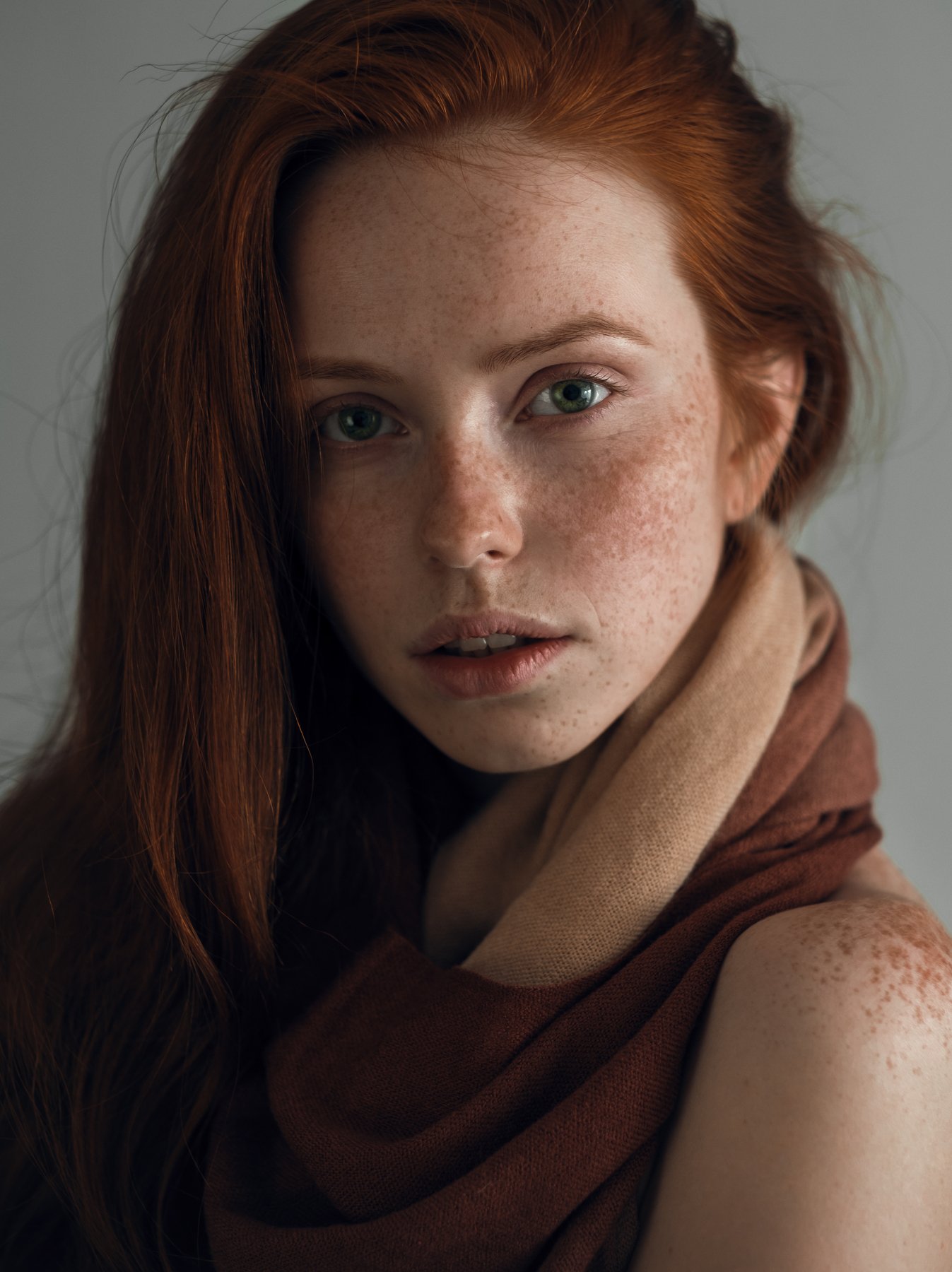 girl, freckles, red, hair, portrait, at home, ginger, Роман Филиппов