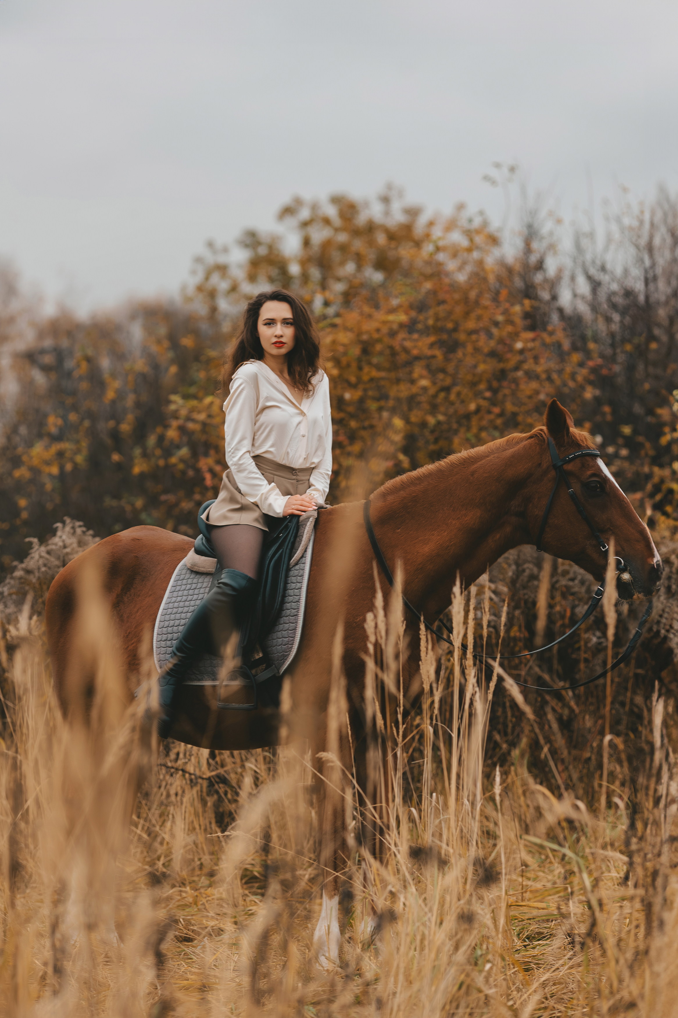 horse woman autumn countryside, Воробьёва Надежда