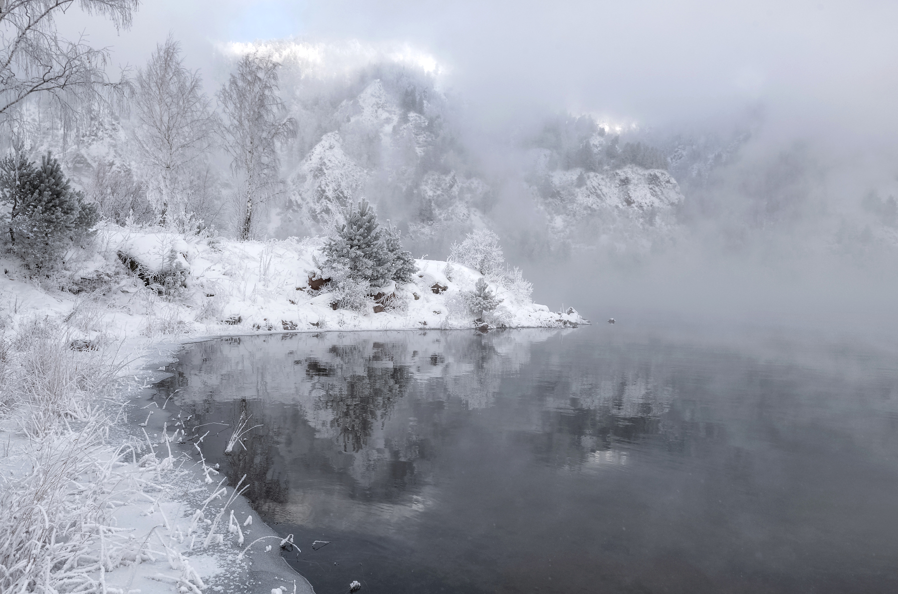 сибирь, зима, мороз, иней, туман, отражение, Марина Фомина