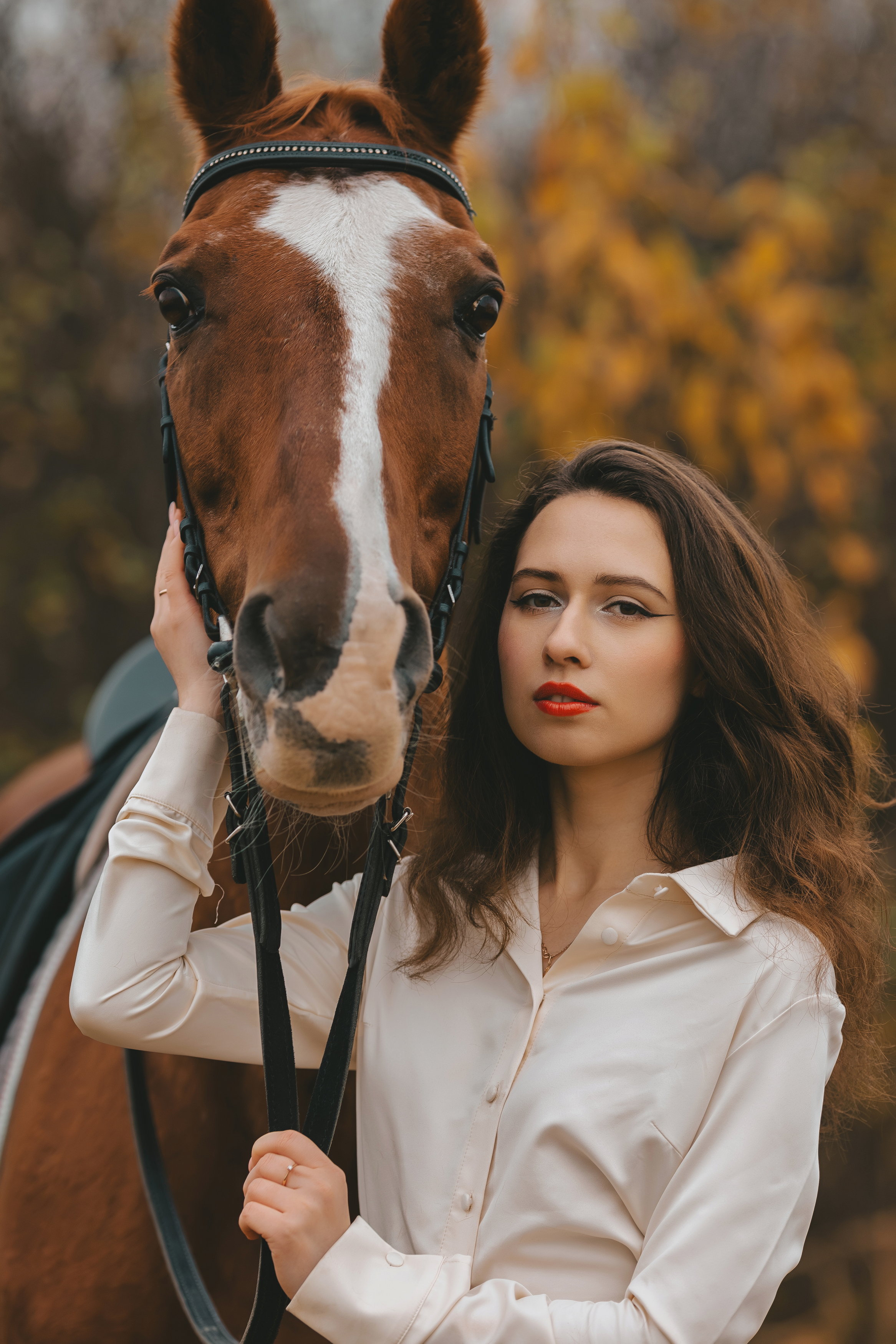 horse woman autumn countryside, Воробьёва Надежда