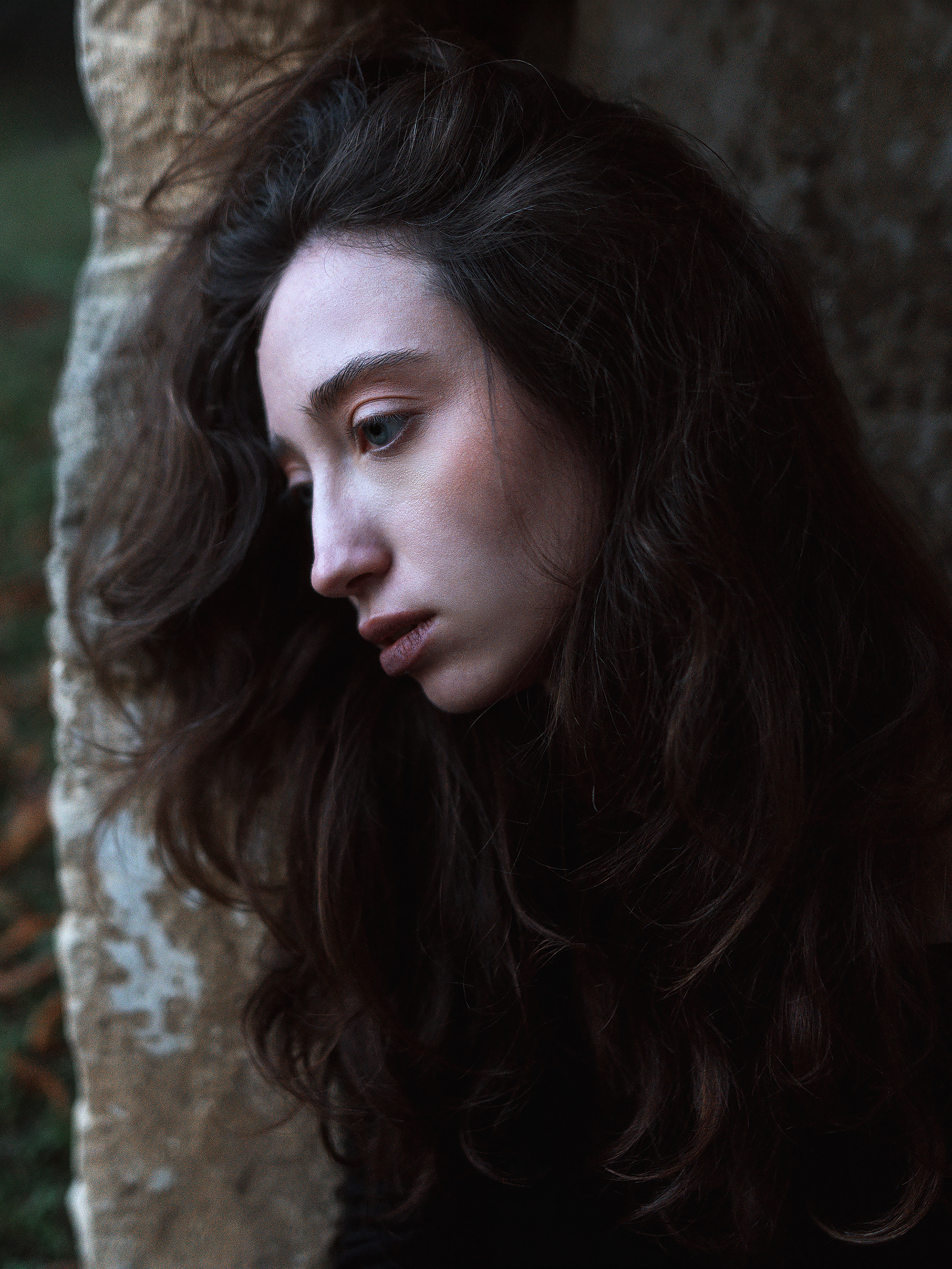 #girl #ruins #oldbuilding #grass #nature #blackdress #lingerie #outdoors #portrait #stones, Александр Кислов
