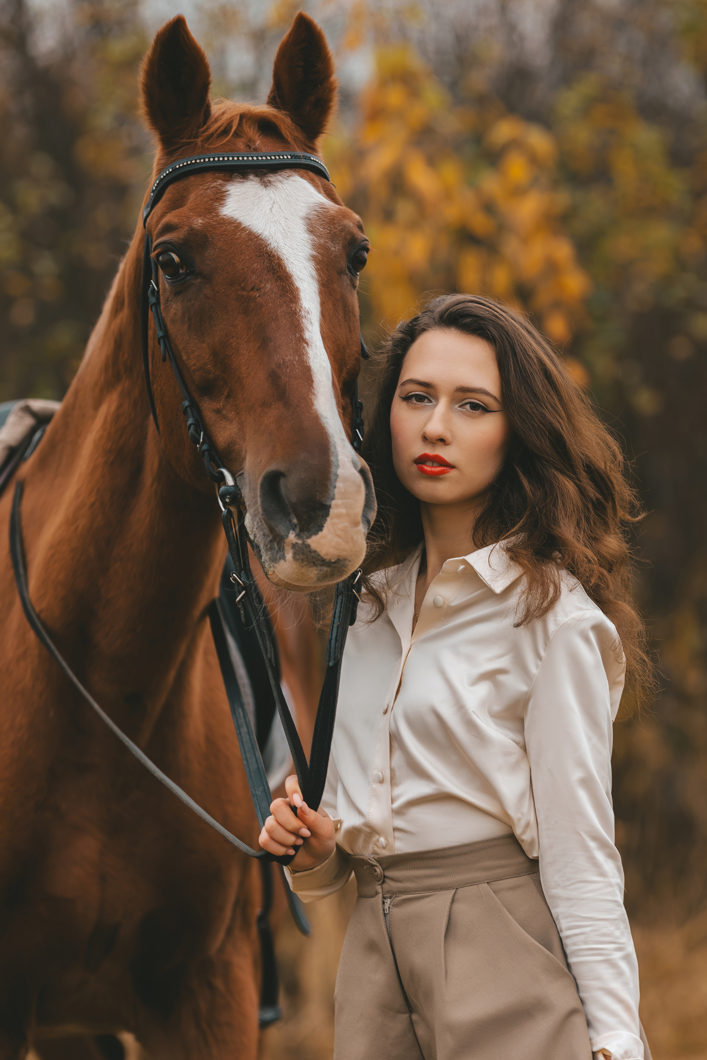 horse woman autumn countryside, Воробьёва Надежда