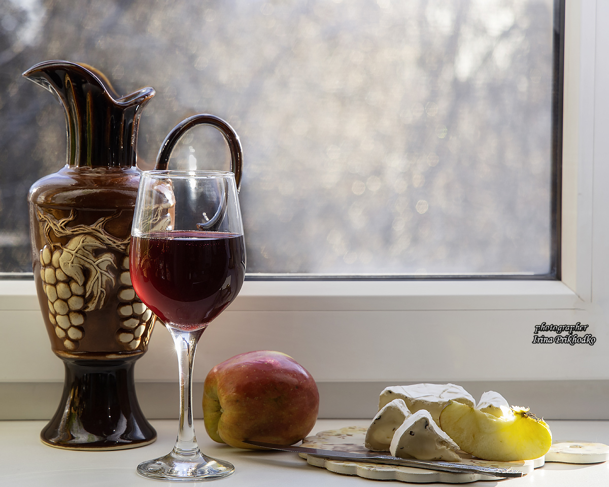 натюрморт, вино, сыр, фрукты, еда, Приходько Ирина