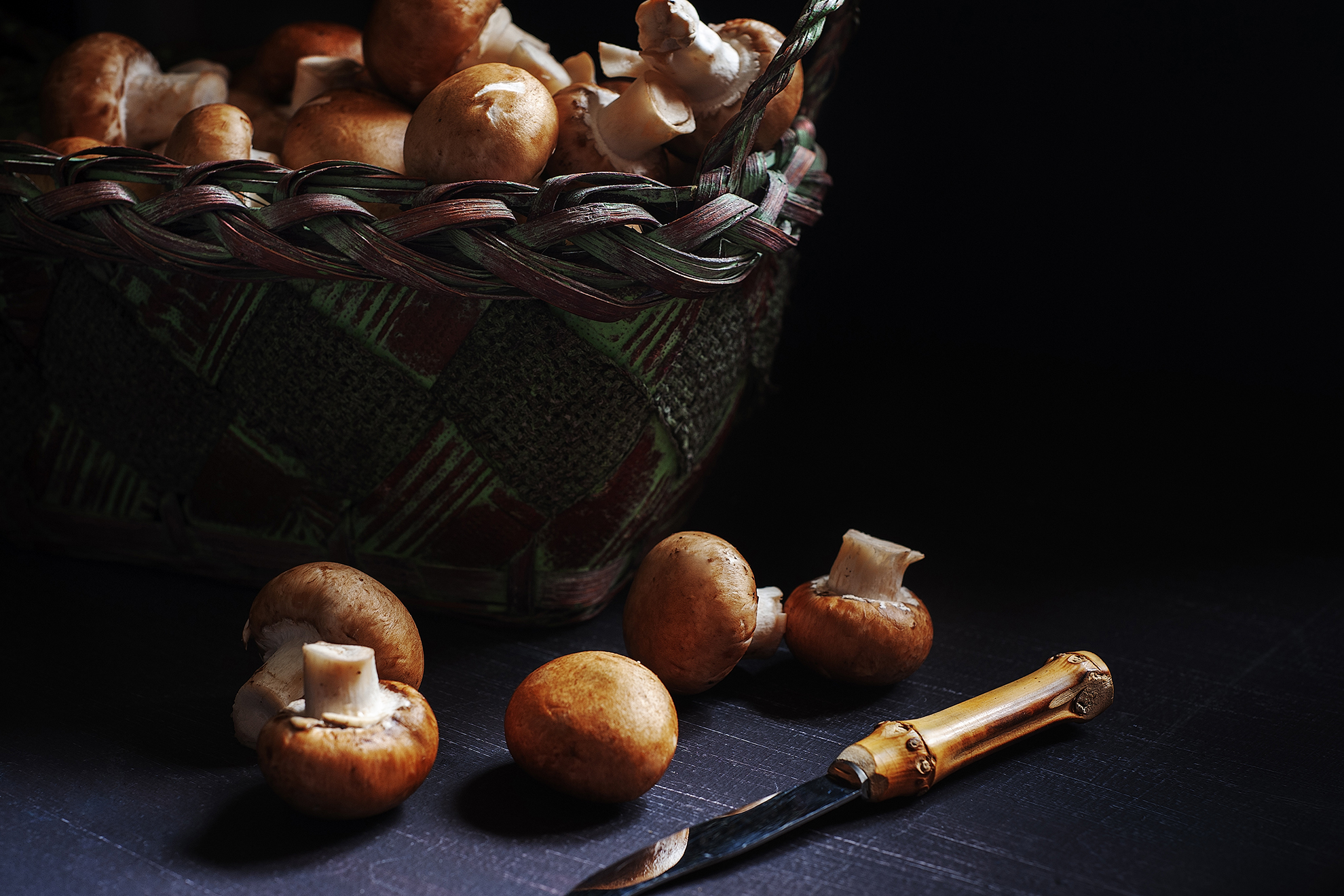 грибы, корзина, нож, натюрморт, Ходос Илья