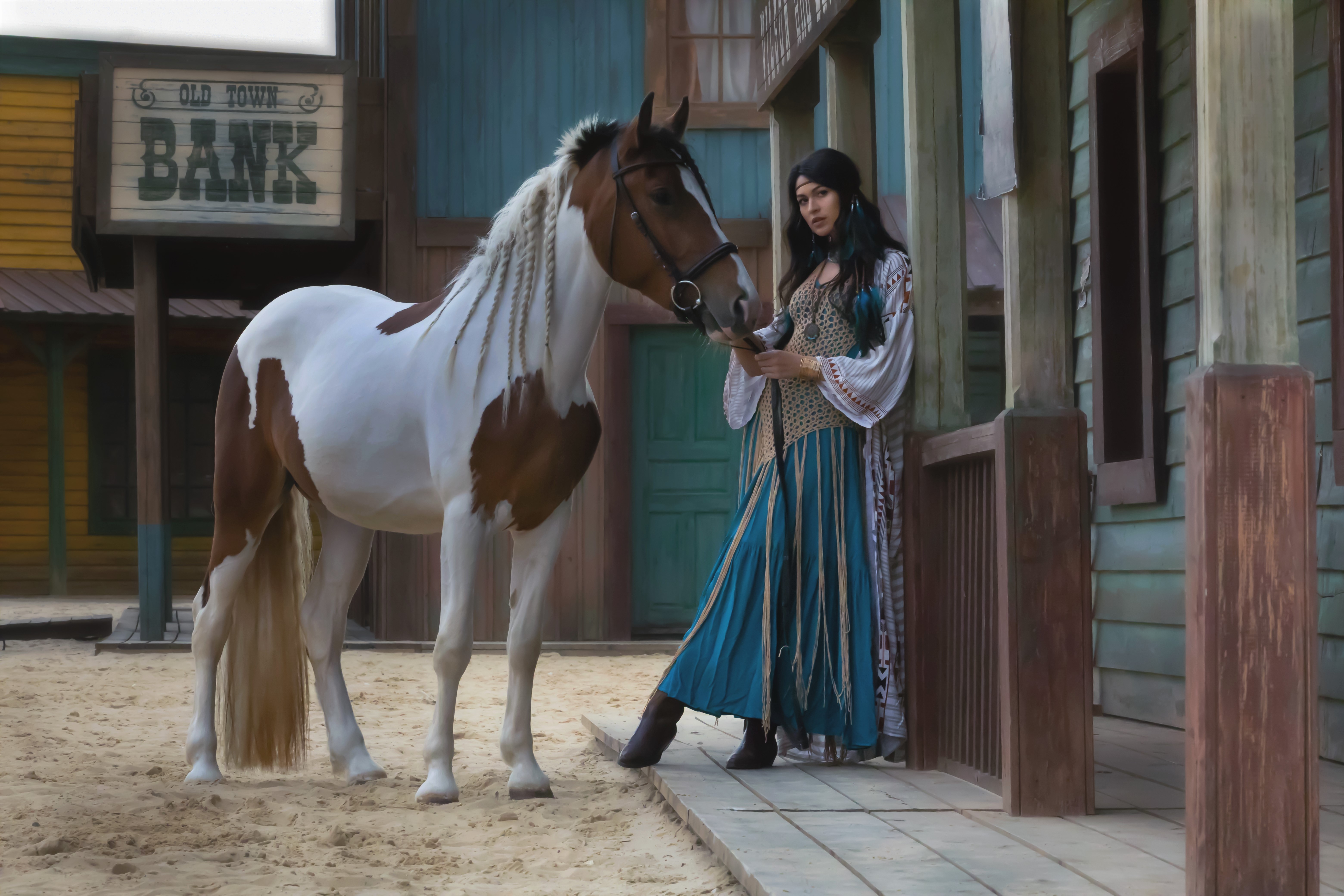 Лошадь, лето, день, красивая девушка, ранчо, вестерн, Герцен Наталья