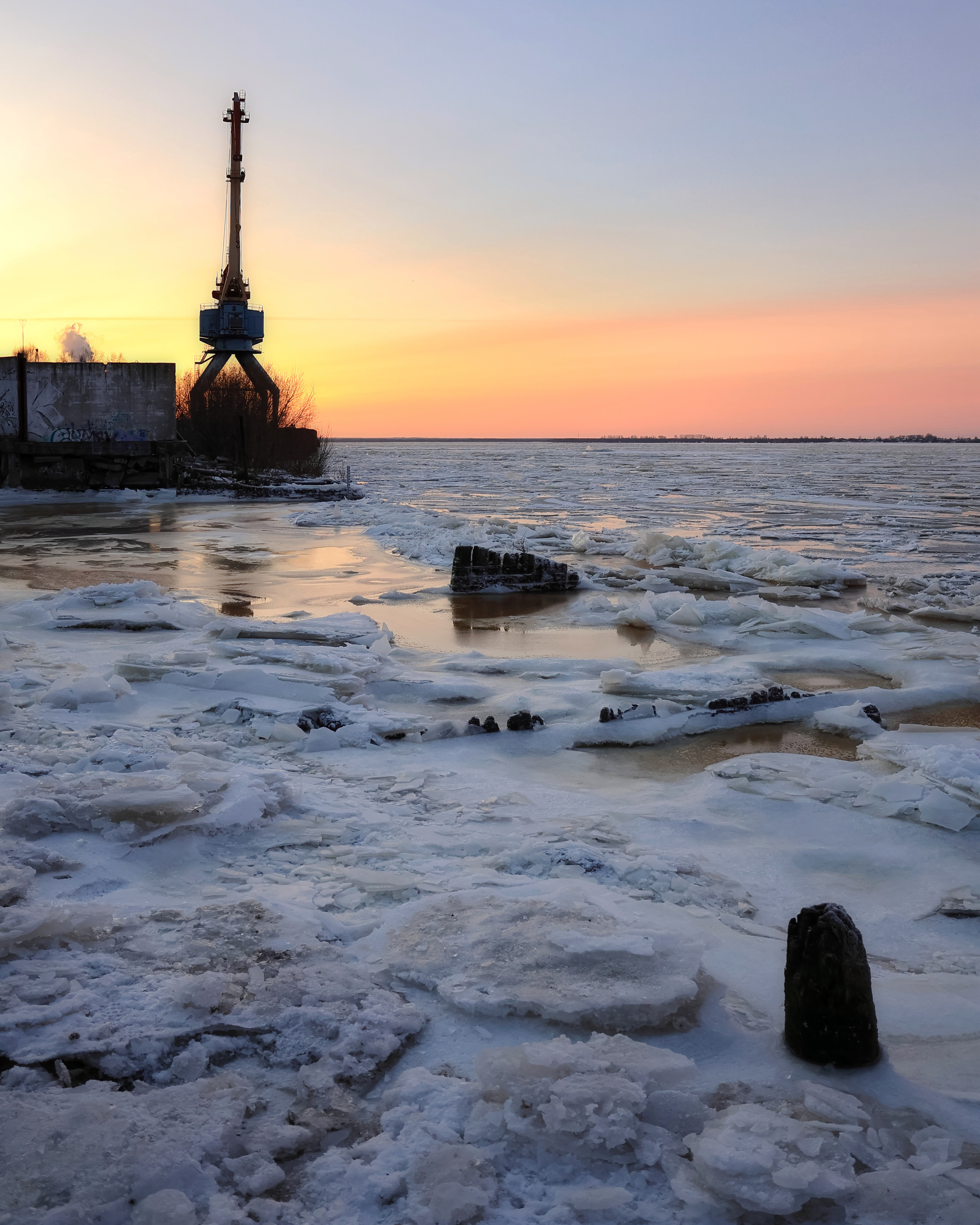 зима, река, пейзаж, рассвет, утро, Александр Титов