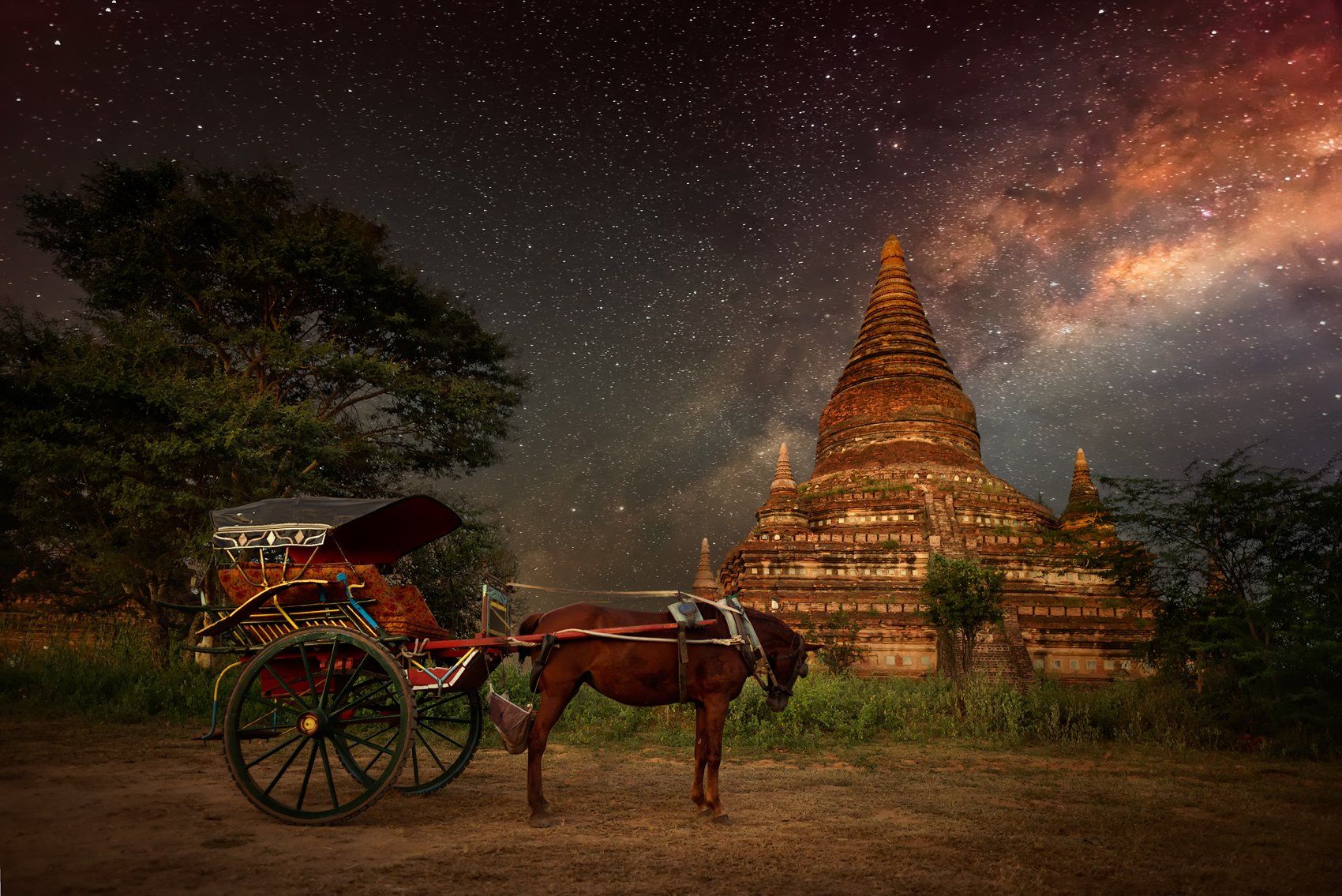 Bagan, Chorse, Milky way, Myanmar, Mystery, Pagoda, Soft Light
