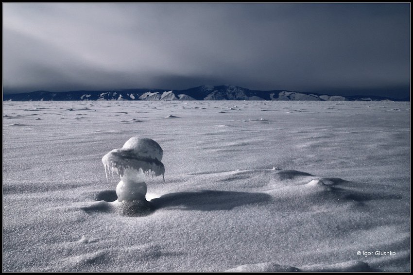 байкал, снег, шляпа, горы, зима, лед, Игорь Глушко