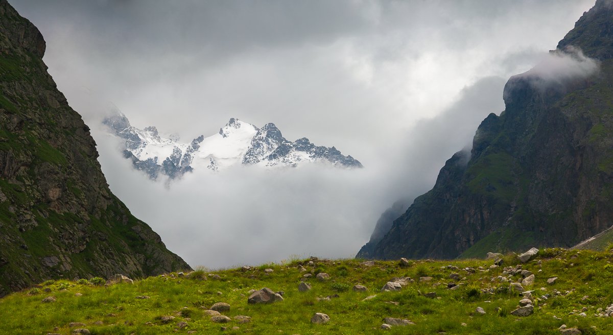 горы, Кавказ, Безенги, пейзаж, туман, Шарапов Сергей