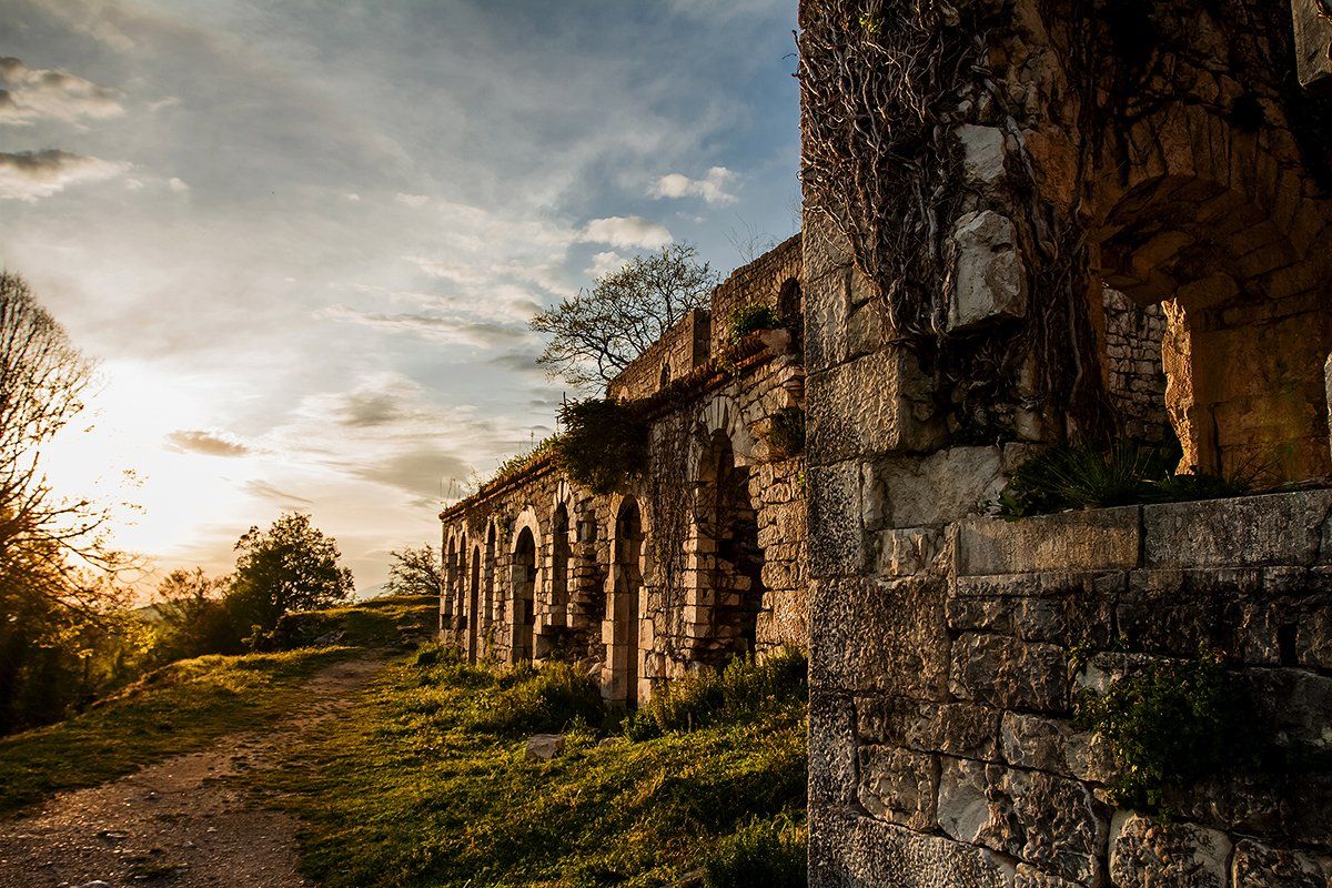 море абхазия горы небо пейзаж закат путешествия отдых история руины башня крепость , Анастасия Суховий