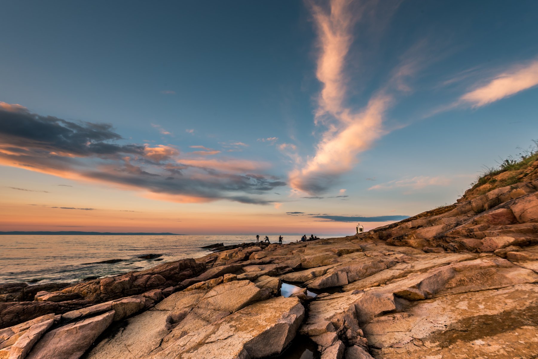 rocks,photographers, sky, clouds, sunset, seascape, reflection, Jeni Madjarova