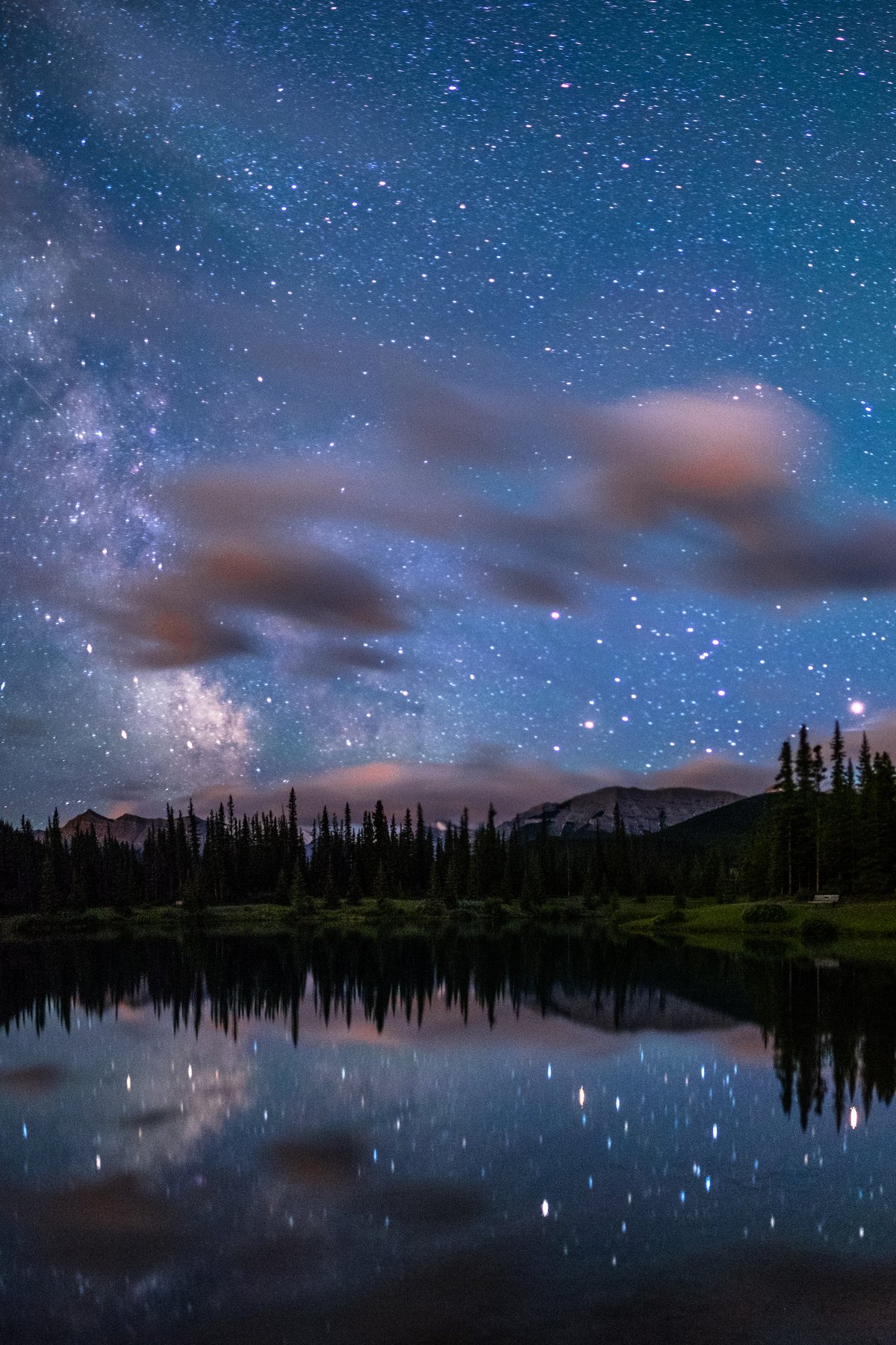 canada, alberta, kananaskis, night, milky way, reflections, Денис Семенов