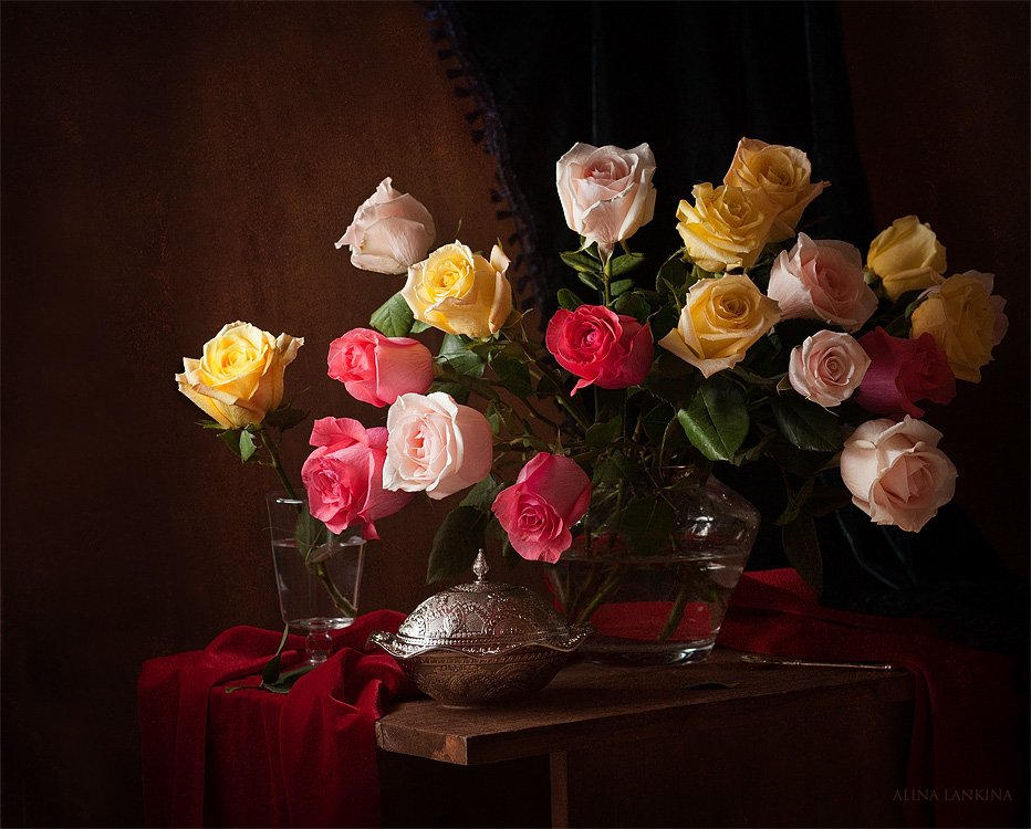 букет, натюрморт, розы, свет, цветы, Alina Lankina