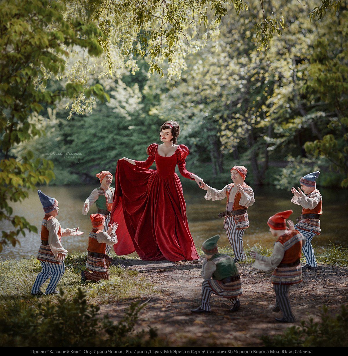 Dress, Fairy tale, Girl, Gnomes, Man, Red, Snowdrop, Woman, Ирина Джуль