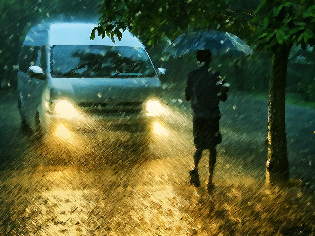 Брызги, Дождь, Зонт, Ливень, Свет, Фары, Шри Ланка, ALLA SOKOLOVA