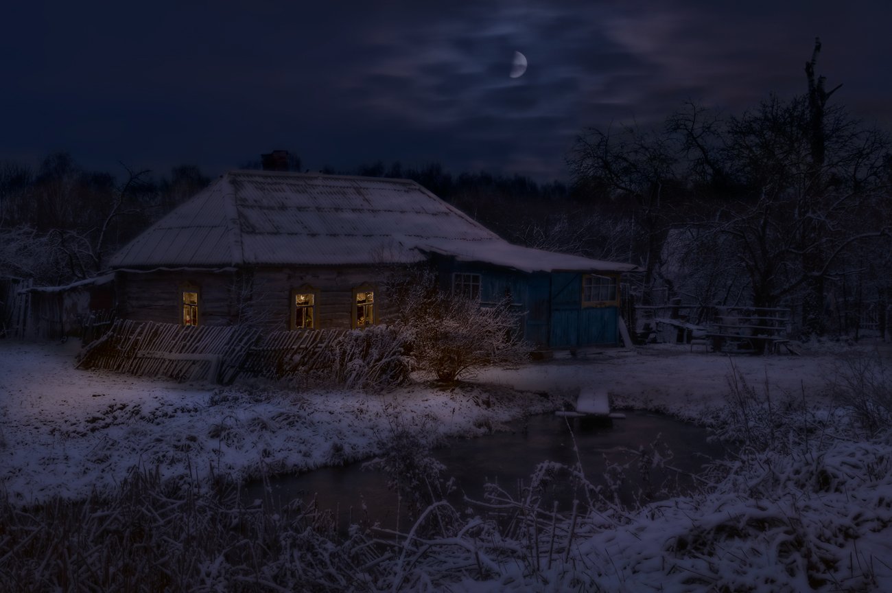Деревня, Зима, Ночь, Олег Тыркин