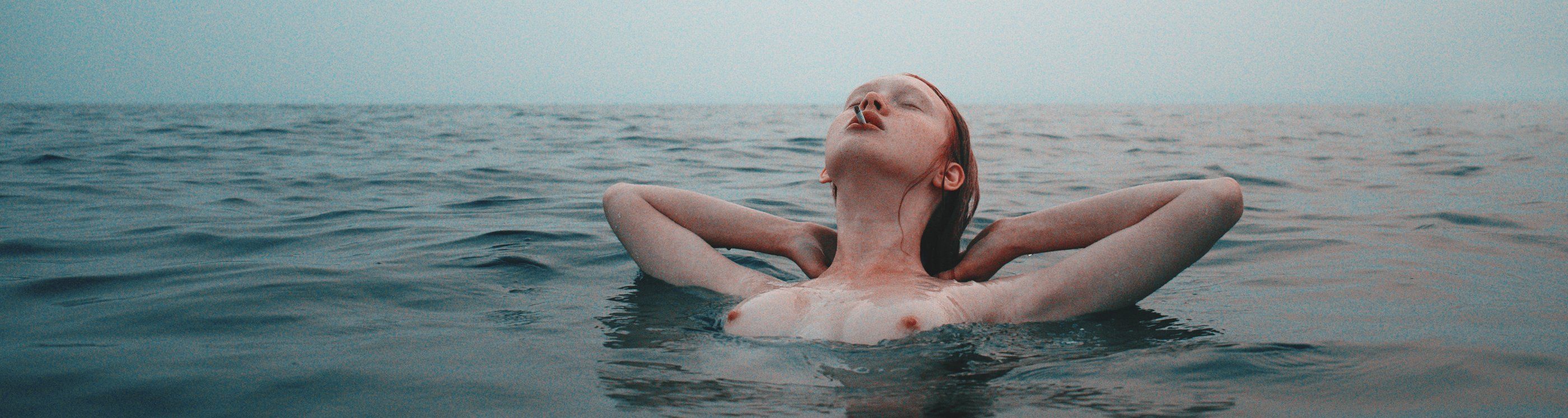 girl, nude, lake, water, smoking, morning, sunrise, dawn, Роман Филиппов