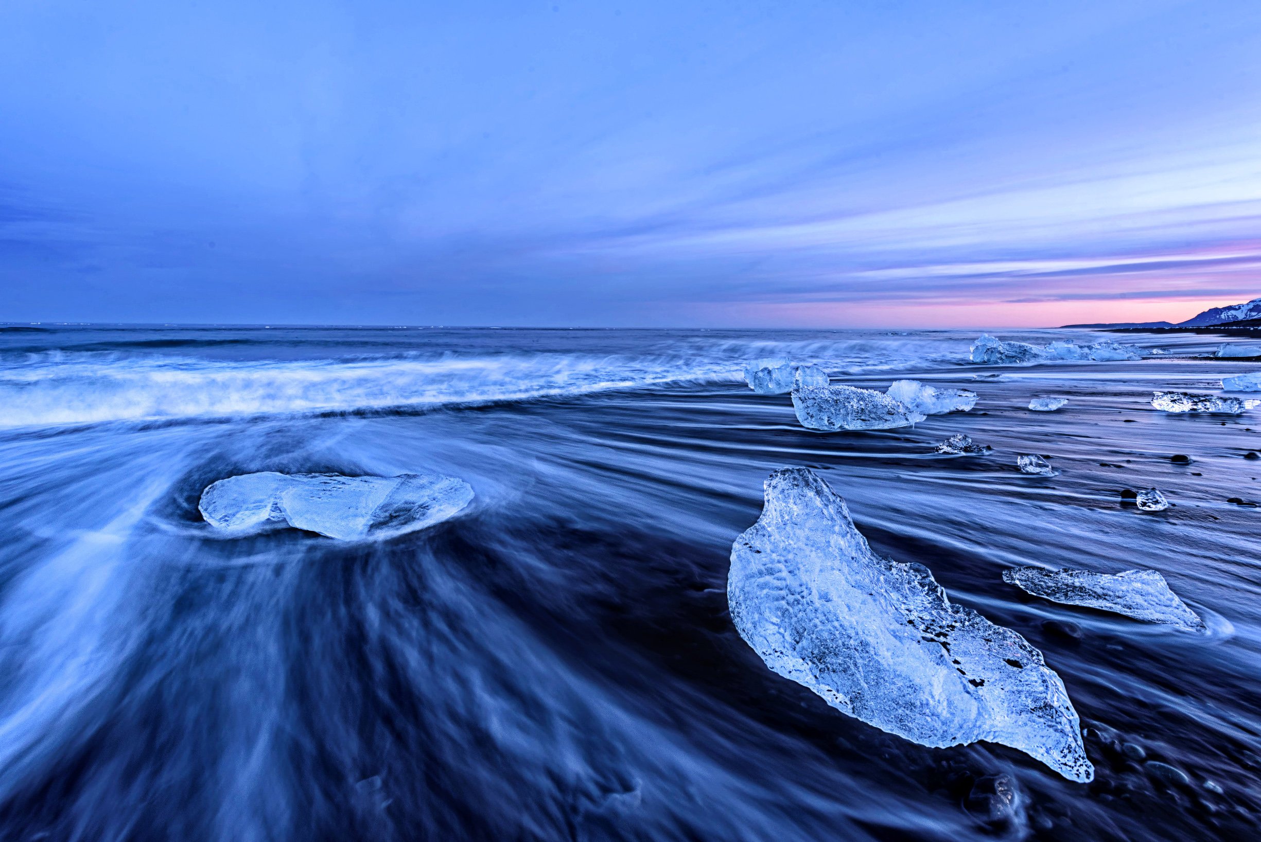 исландия, пейзаж, океан, закат, пляж, лед, Сергей Кичук
