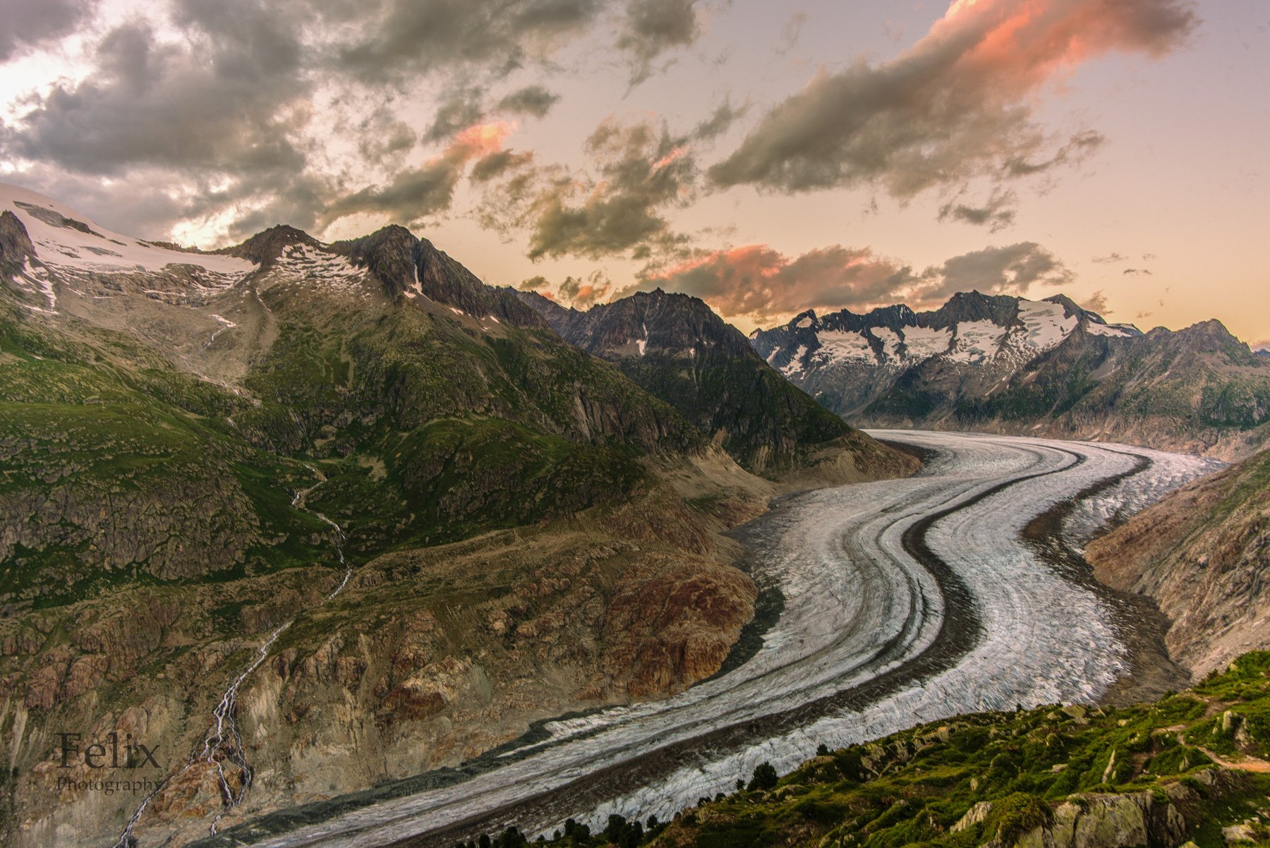 aletch glacier,switzerland,mountains,evening,bettmeralp,, Felix Ostapenko