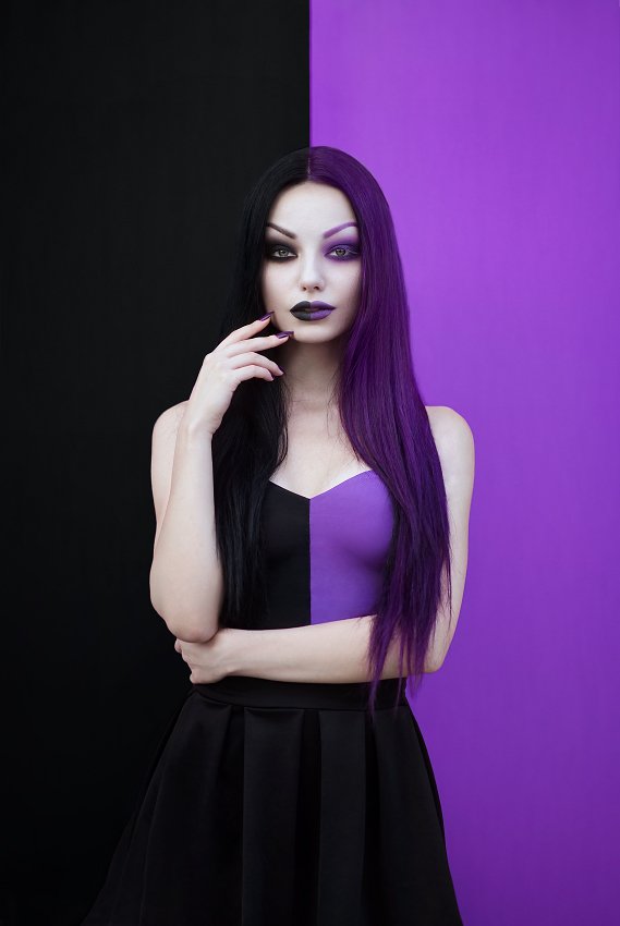 girl,purple,black,contrast,colors,hair, Боби Костадинов