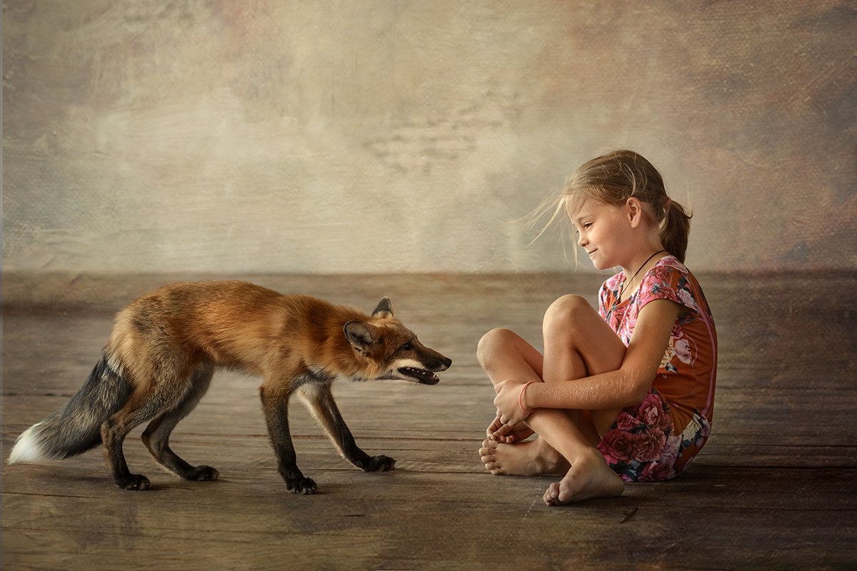 Fox, Girl, Portrait, Юлия Сафонова