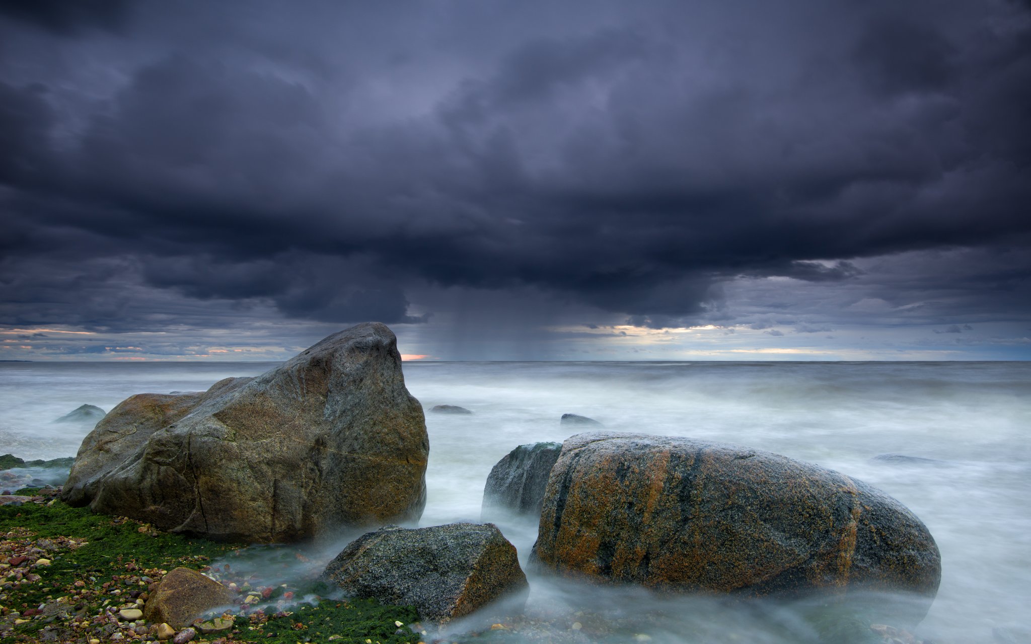 пейзаж море камни шторм вода закат, Алексей Мельситов