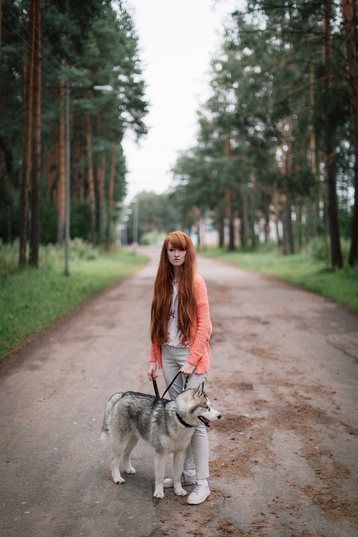 girl, wolf, redhead, portrait, Кирилл Соколов