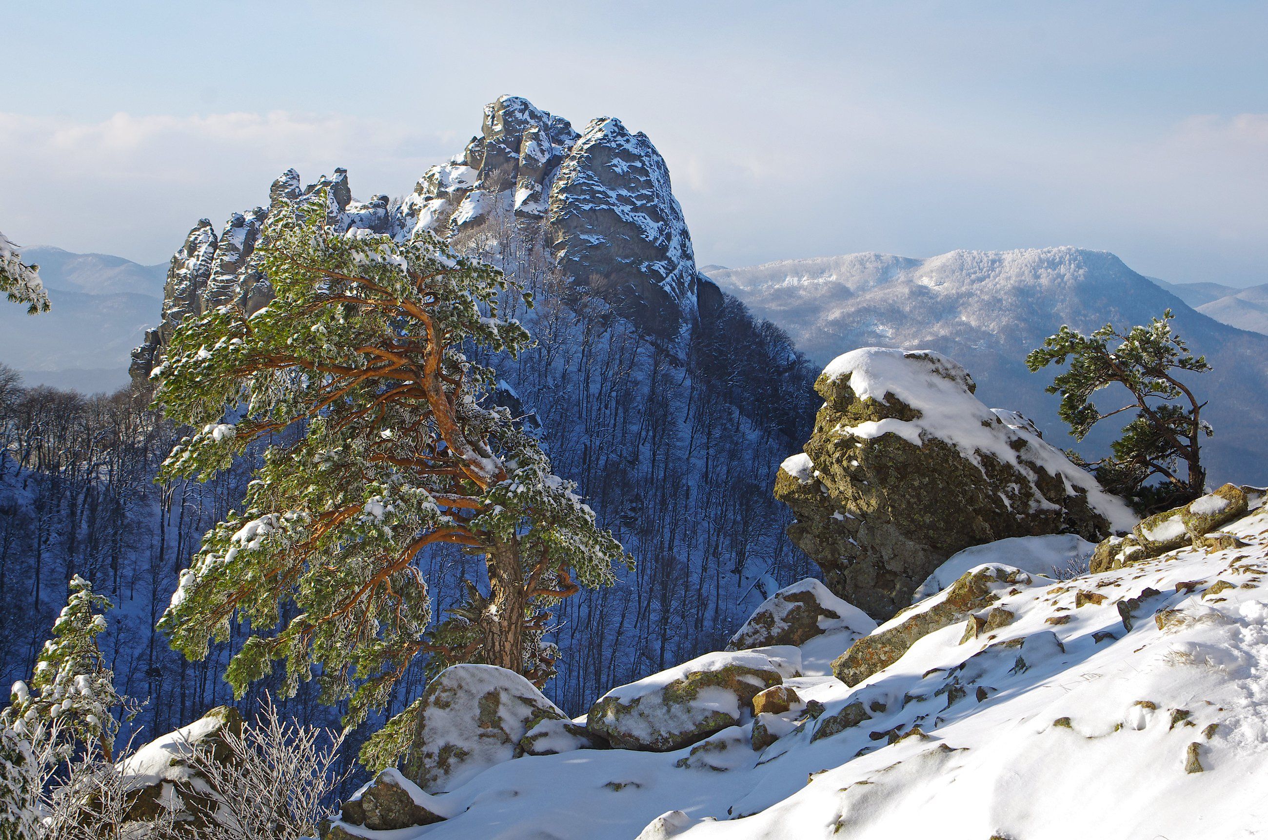 Горы Краснодарского края зимой