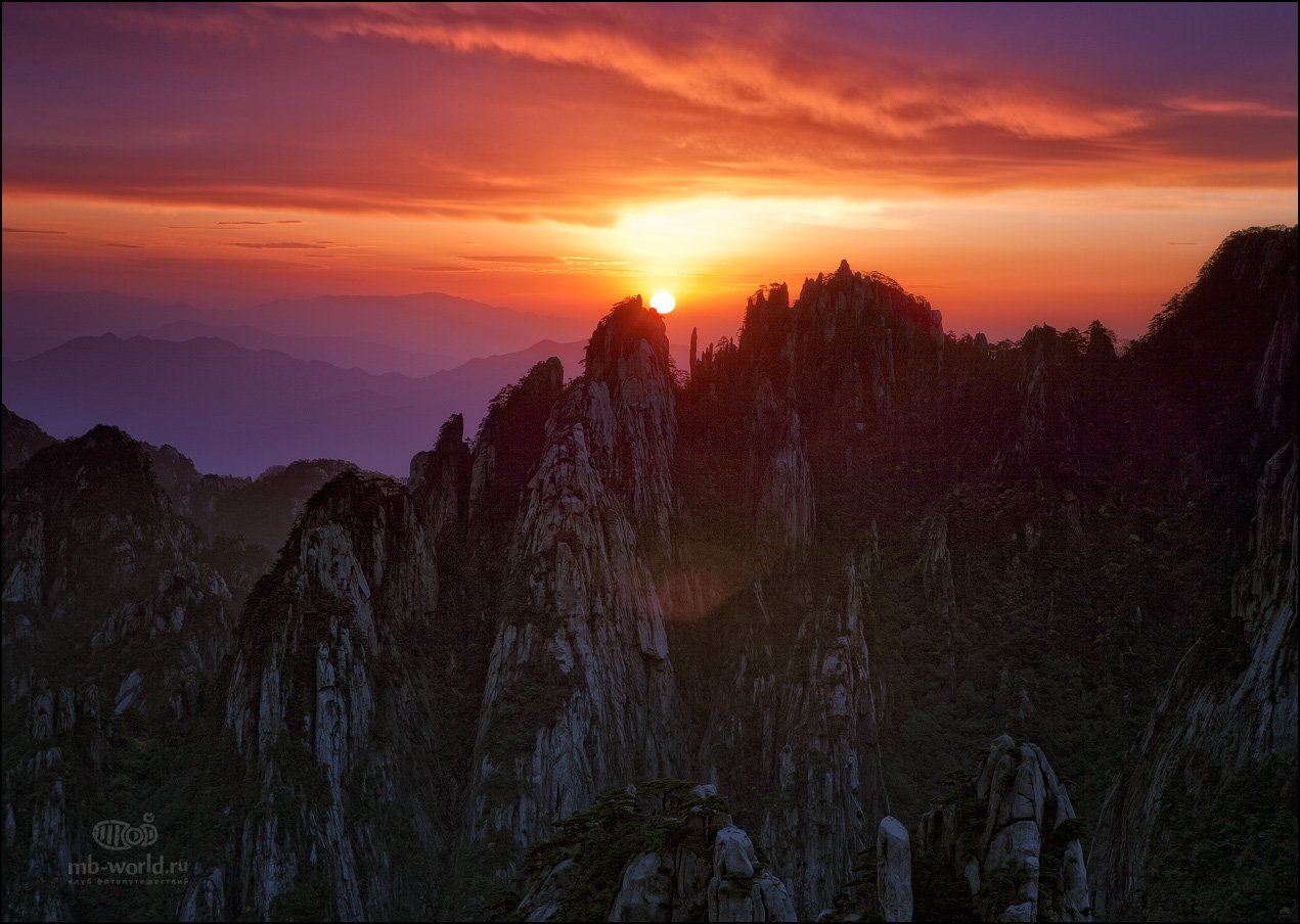 Китай, Хуаншань, горы, рассвет, пейзаж, Михаил Воробььев