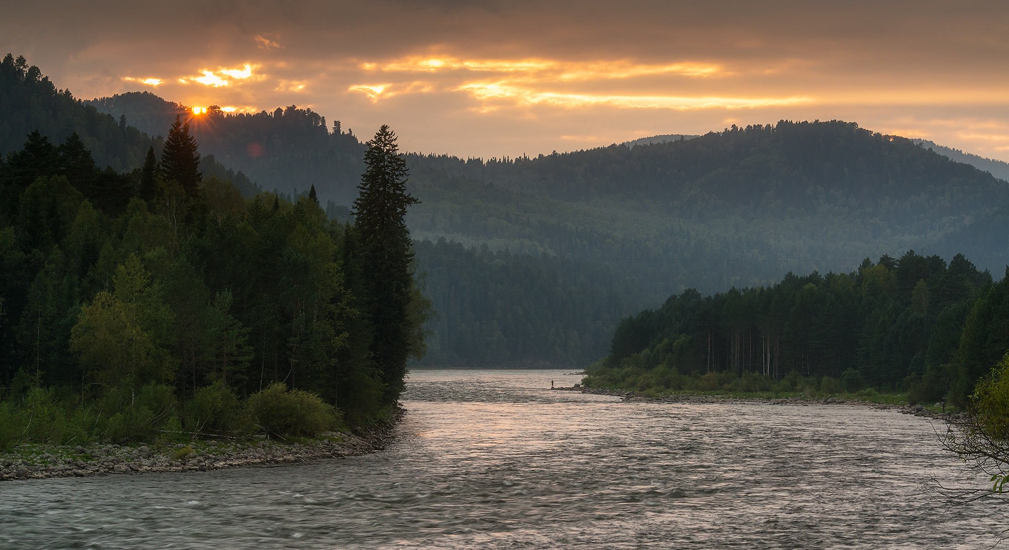 Altai, River, Siberia, Sunset, Алтай, Бия, Сибирь, Павел Филатов